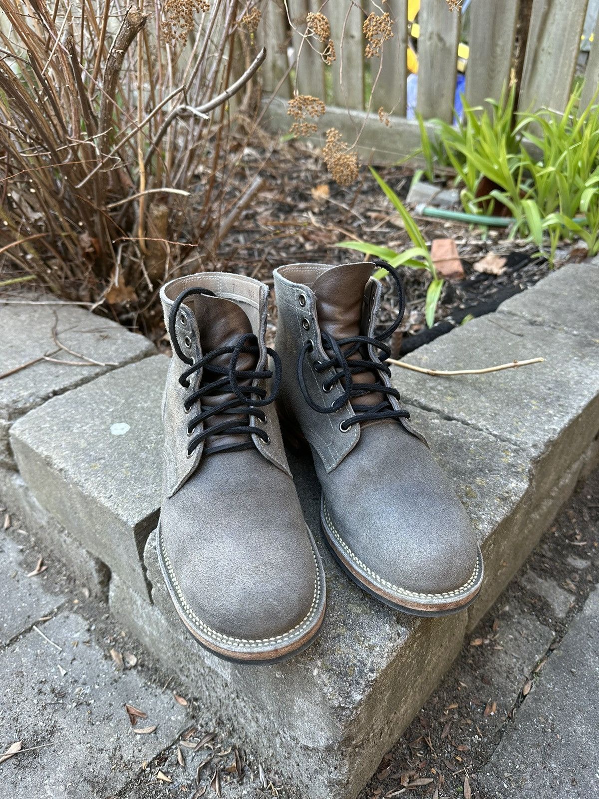 image of Viberg Anthracite Waxed Roughout 1035 Shoes in Anthracite Gray, Men's (Size 7)