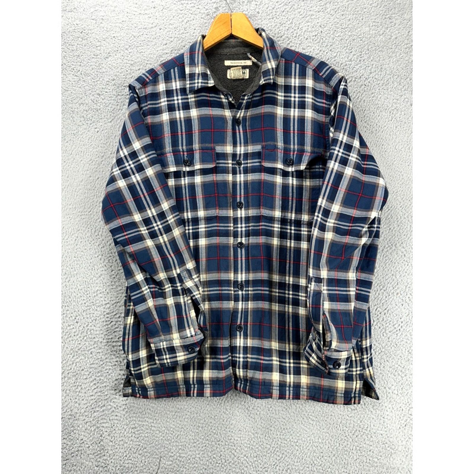 Vintage L.L. Bean Shirt Adult Medium Blue Plaid Traditional Fit Sherpa Lined Shacket Men Size US M / EU 48-50 / 2 - 3 Thumbnail
