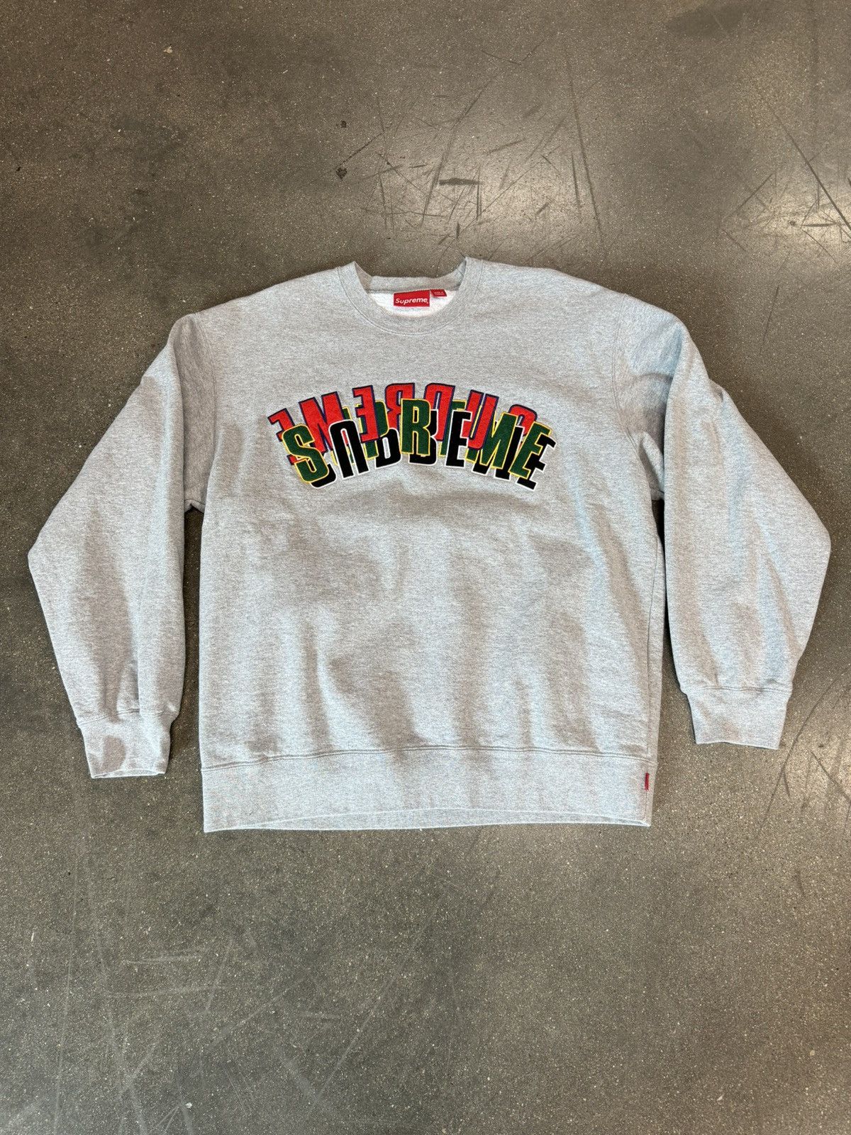 Supreme Supreme Stacked Crewneck Heather Grey | Grailed
