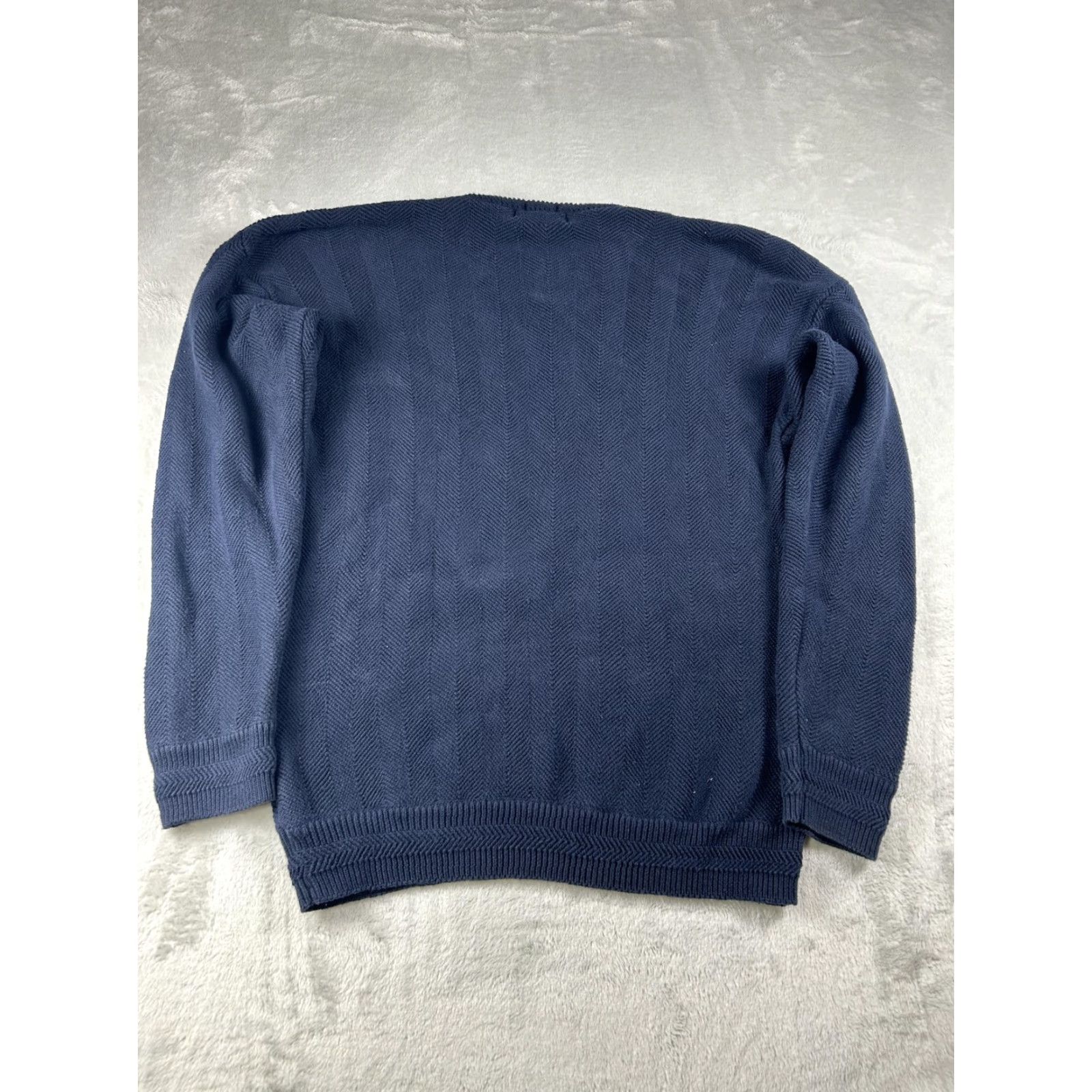 Chaps Chaps Ralph Lauren Sweater Men M Crewneck Navy Blue Herringbone Cotton Pullover Crest Size US M / EU 48-50 / 2 - 2 Thumbnail