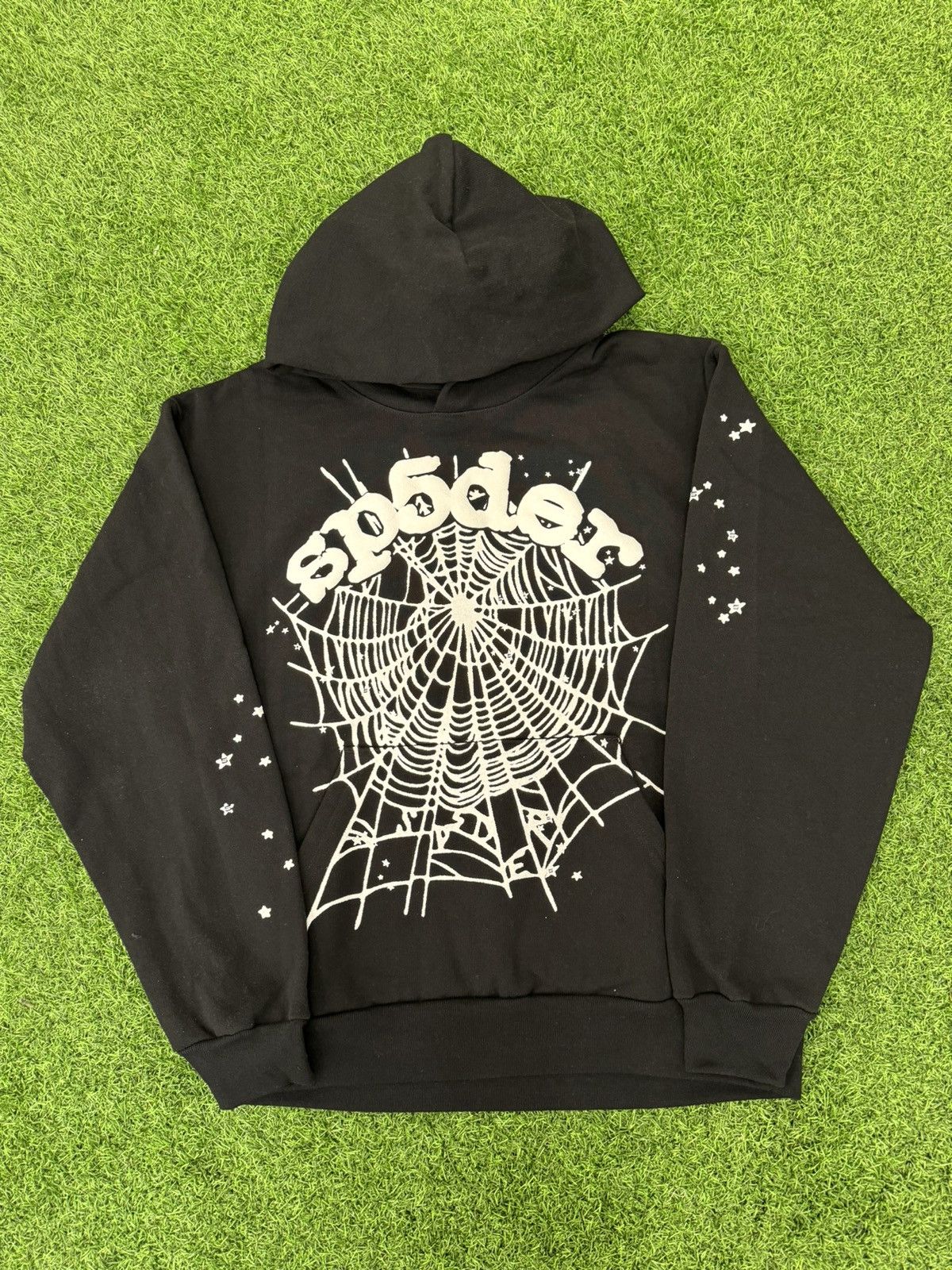 Pre-owned Spider Worldwide Black Sp5der Og Web Hoodie In White/black