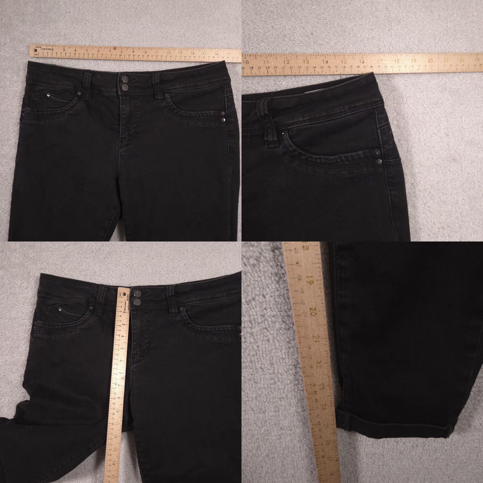 Vintage Royalty For Me WannaBettaButt Jeans Womens 12 Black Mid Rise Skinny Stretch Denim 5-Pocket Fall Womens Black Skinny Jeans Size 34" / US 12 / IT 48 - 8 Thumbnail