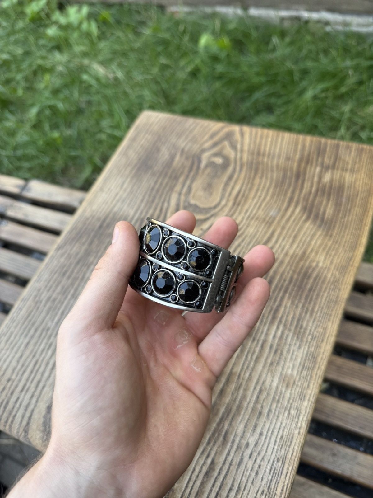 If Six Was Nine Vintage Avant Garde Metal Bracelet Black Diamond Size ONE SIZE - 4 Thumbnail