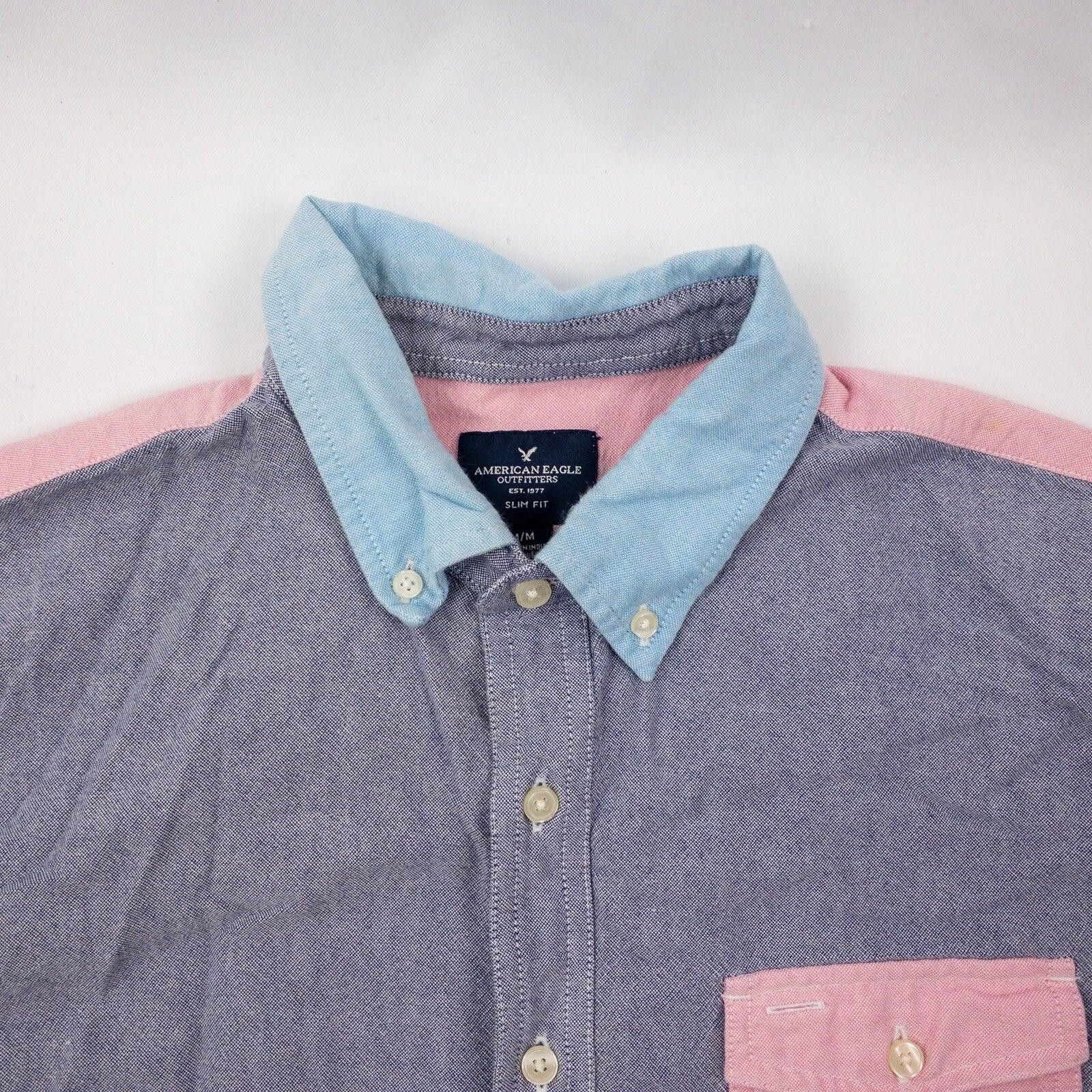 American Eagle Outfitters American Eagle Slim Colorblock Pink Blue Shirt Mens Medium Size US M / EU 48-50 / 2 - 4 Thumbnail