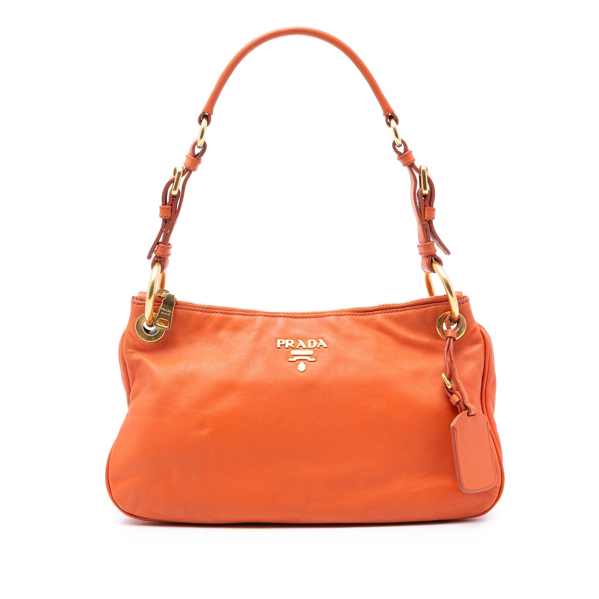 Prada Vitello Phenix Shoulder Bag in Orange, Women's