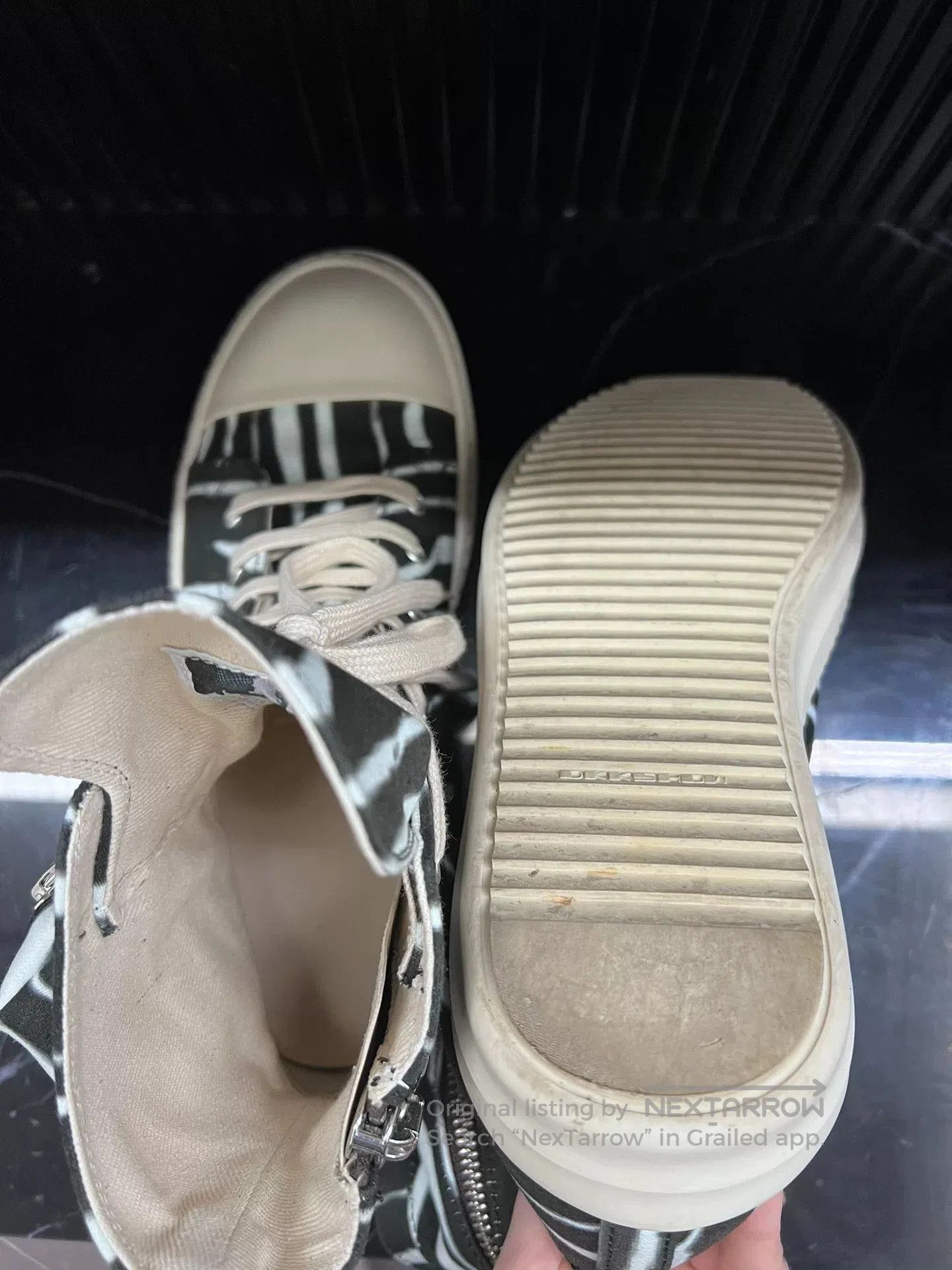 Rick Owens rick owens zebra high-top leather sneakers. Size US 10 / EU 43 - 7 Thumbnail