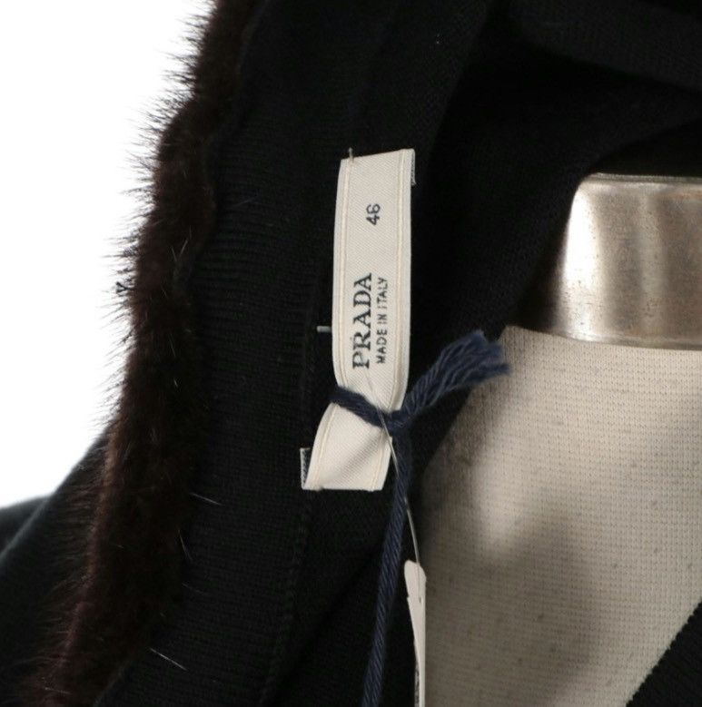 Prada Prada 2013 Black Cardigan with Mink Fur Trim – Size IT 46 Size L / US 10 / IT 46 - 2 Thumbnail