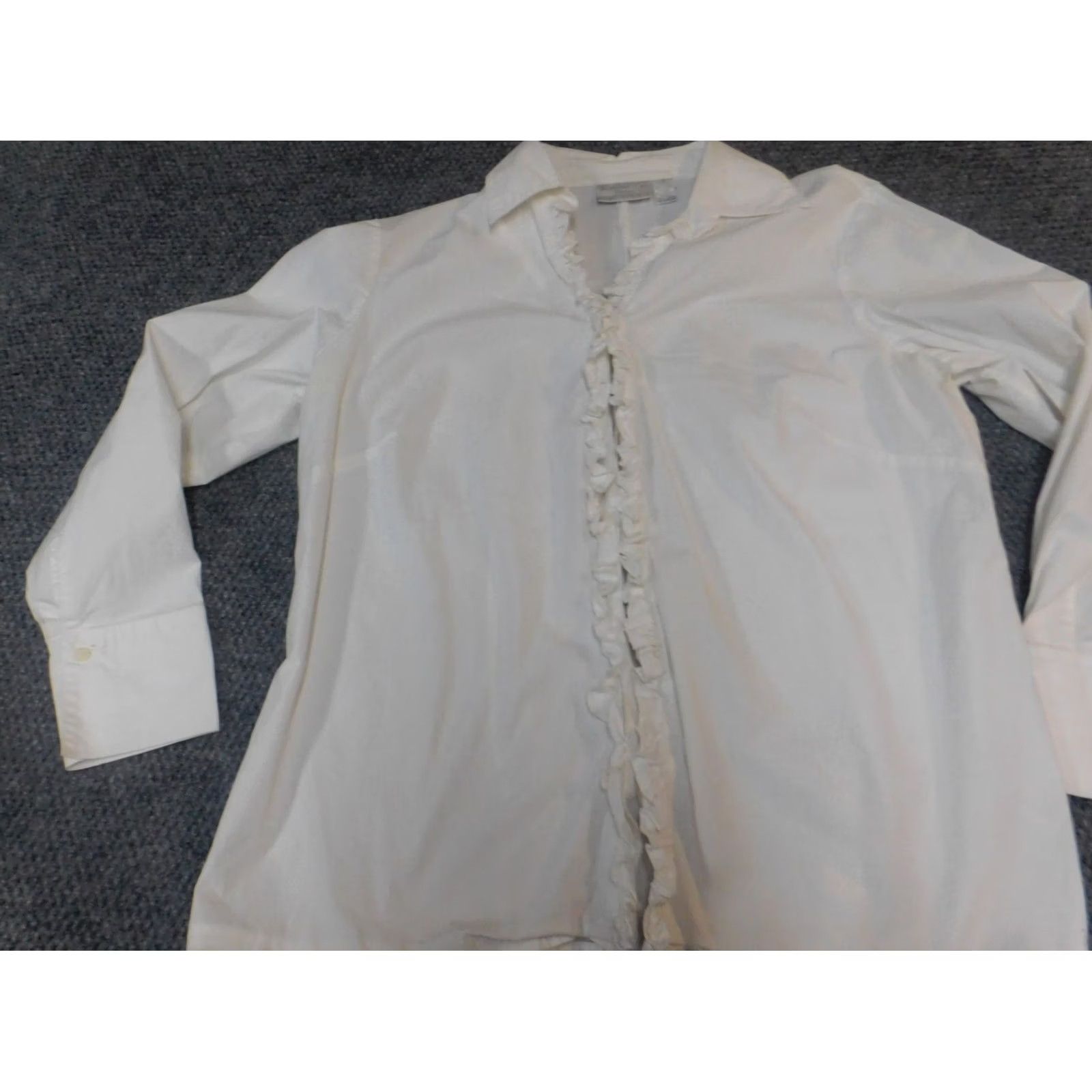 Worthington Worthington Womens Blouse 18W White Collar Button Casual Sleeve Cotton Rayon Regular Plus Size Womens Vintage No Size XXL / US 16-18 / IT 52-54 - 3 Thumbnail