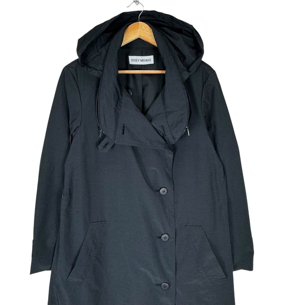 Issey Miyake × Japanese Brand 🌟ISSEY MIYAKE HOODIE SPIRAL COLLAR LONG COAT JACKET Size M / US 6-8 / IT 42-44 - 3 Thumbnail