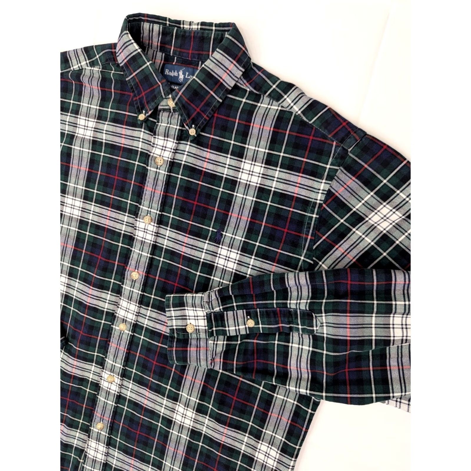 Polo Ralph Lauren Polo Ralph Lauren Shirt Men L Plaid Flannel Button-Down Collar Classic Fit Green Cotton EUC Size US L / EU 52-54 / 3 - 3 Thumbnail