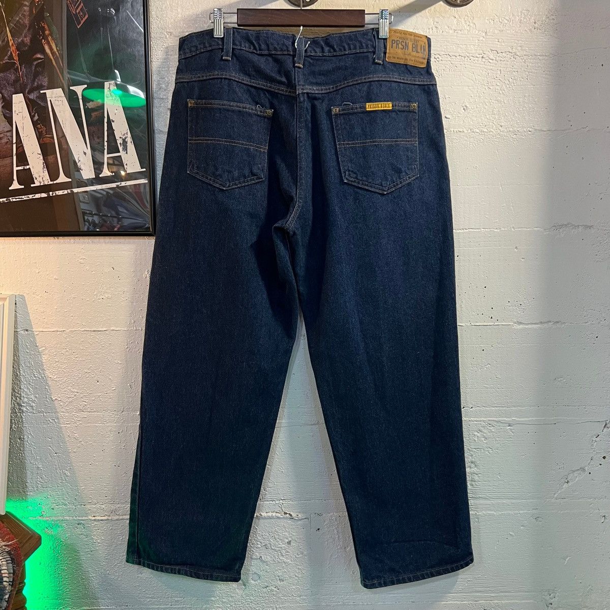 Other Vintage 90's Prison Blues Raw Denim Relaxed Fit Jean 37 x 28 Size US 37 - 2 Thumbnail