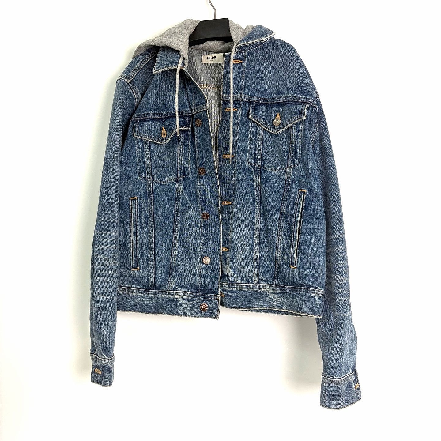 Celine Celine Logo Print Denim Hoodie Jacket Size M Size US M / EU 48-50 / 2 - 1 Thumbnail
