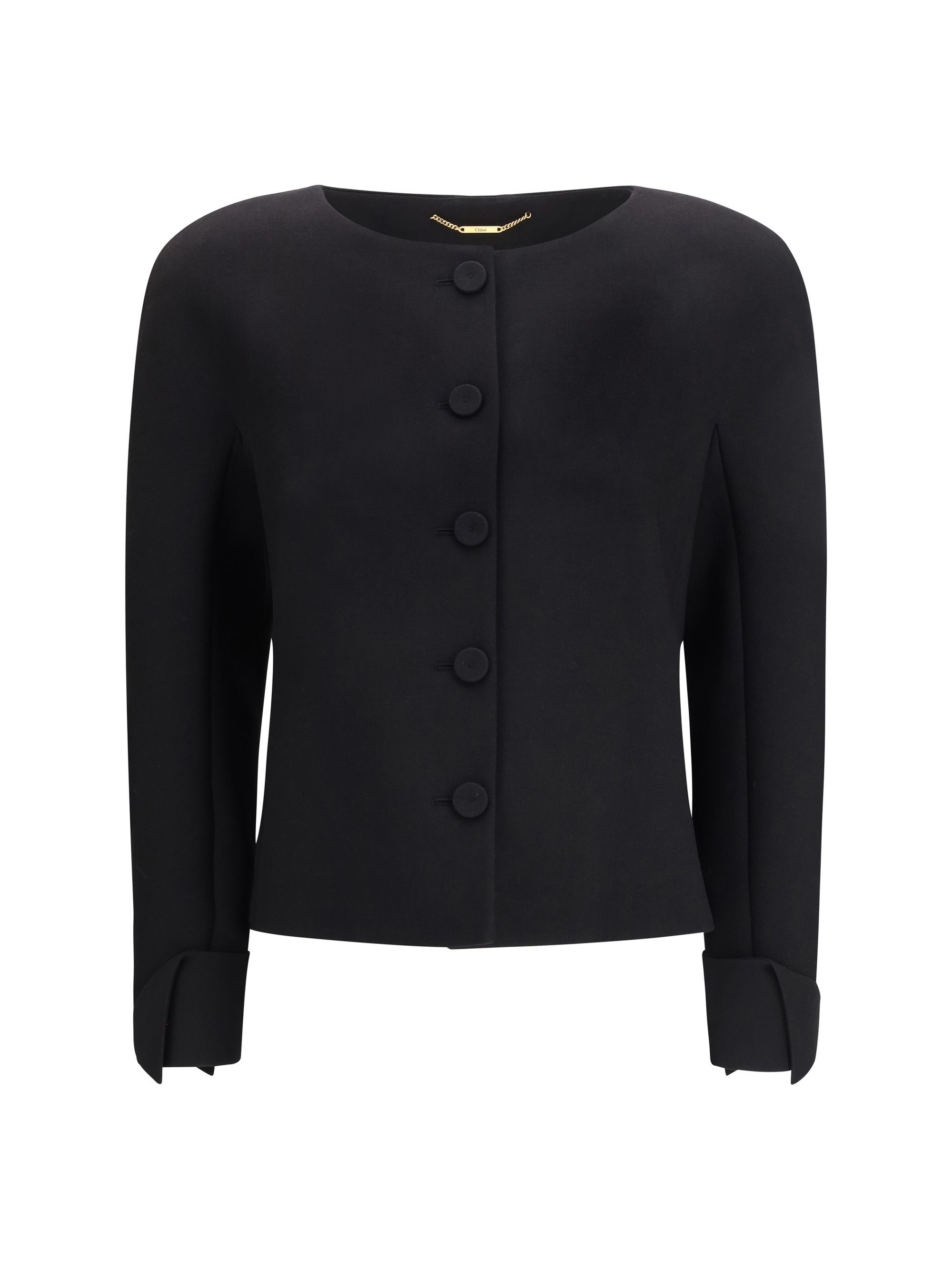 Chloe Collarless fitted Jacket in wool crêpe Size M / US 6-8 / IT 42-44 - 1 Thumbnail