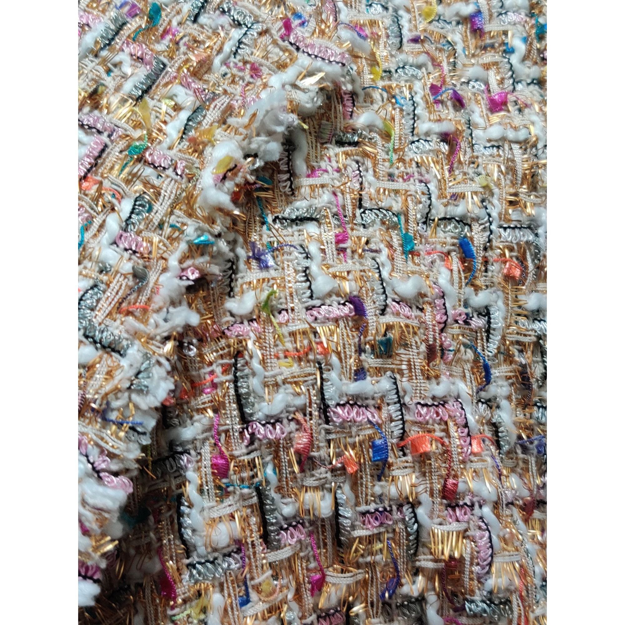 Fashion Nova Fashion Nova 1XL Womens Cropped Tweed Jacket Multicolor Text Size XL / US 12-14 / IT 48-50 - 18 Thumbnail