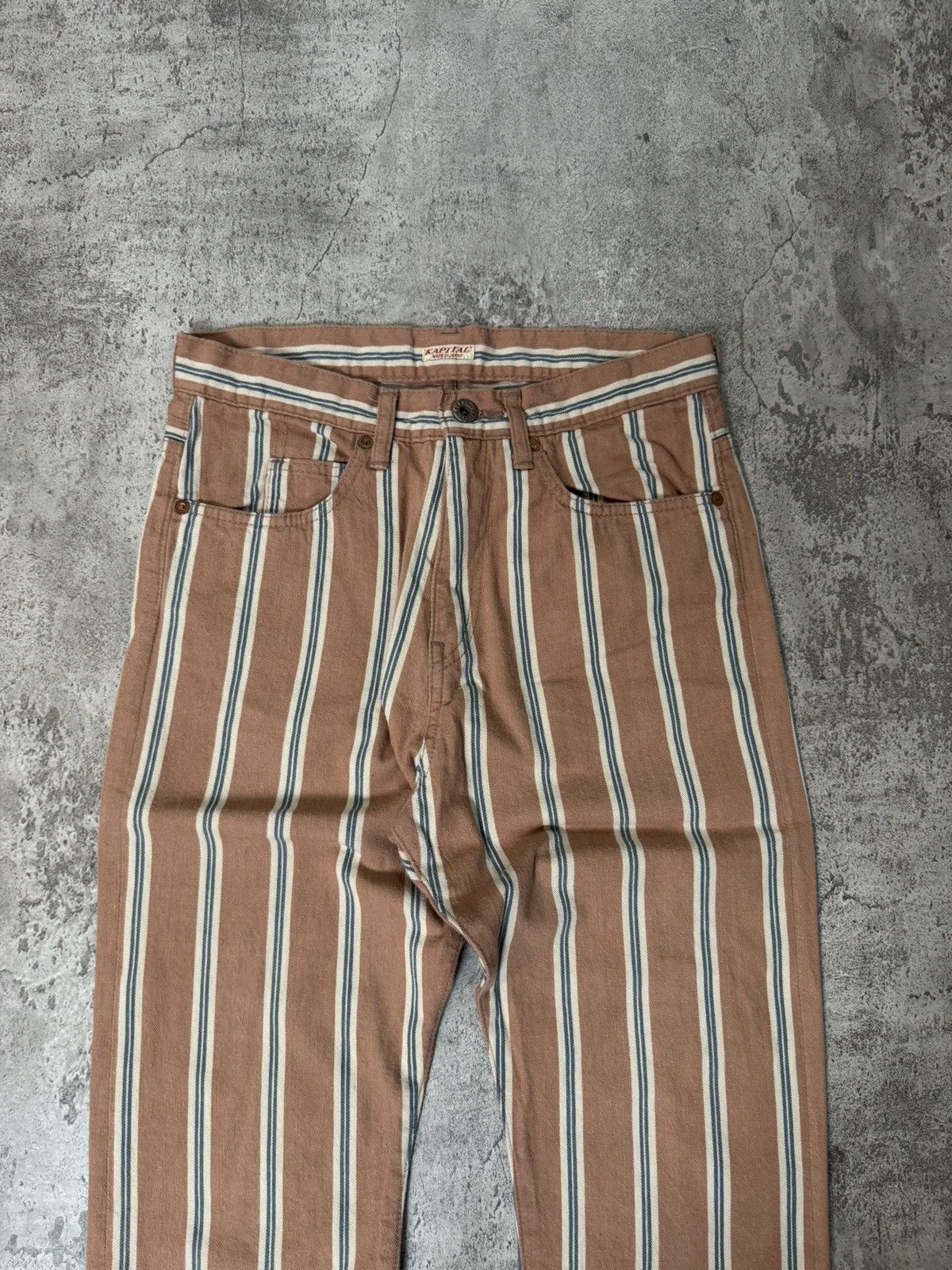 Kapital VINTAGE KAPITAL WITH STRIPED MOTIF LONG PANTS SOFT JEANS Size US 29 - 2 Thumbnail
