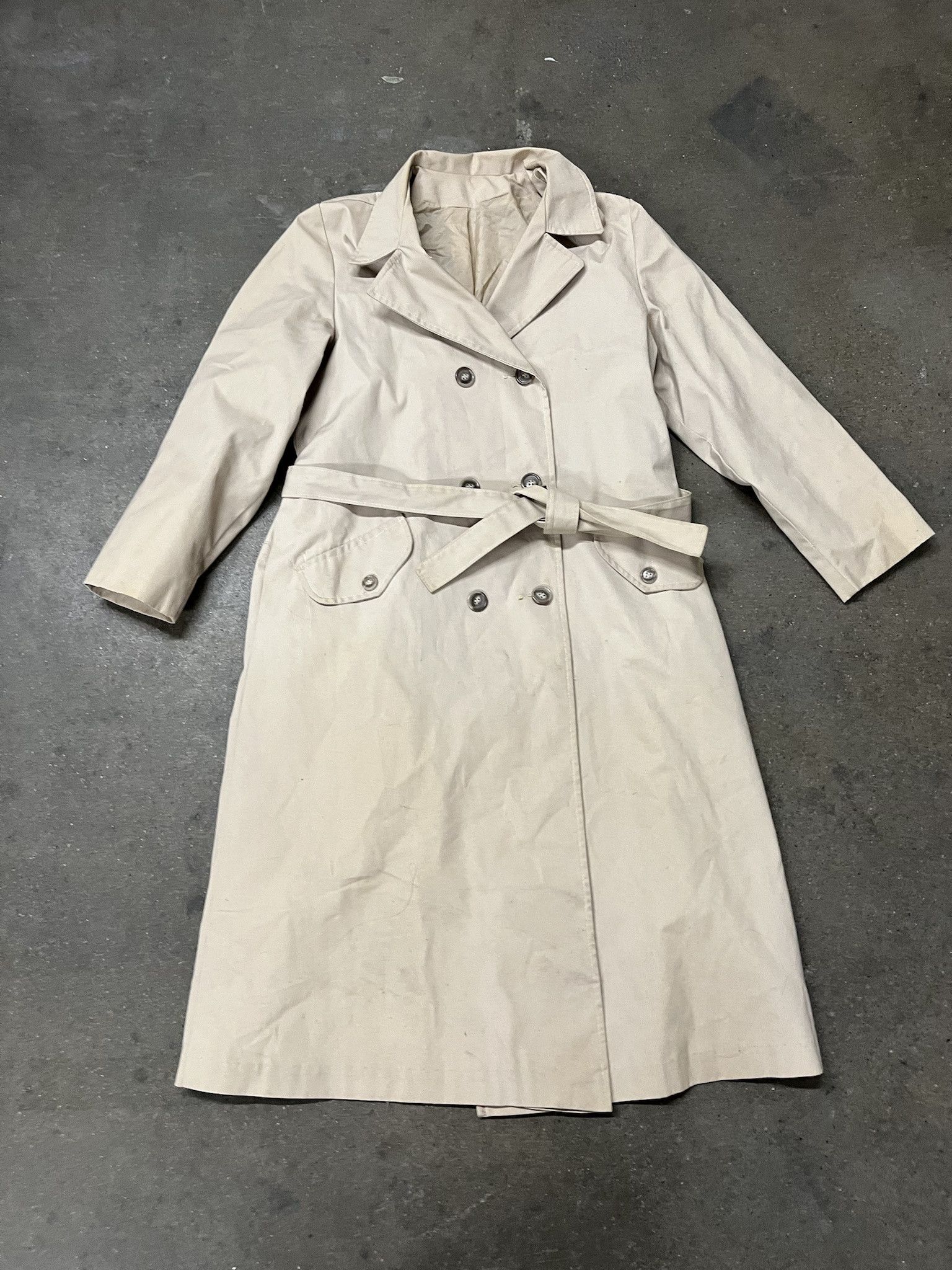 Vintage Double Breased 1990s Tan Overcoat Size S