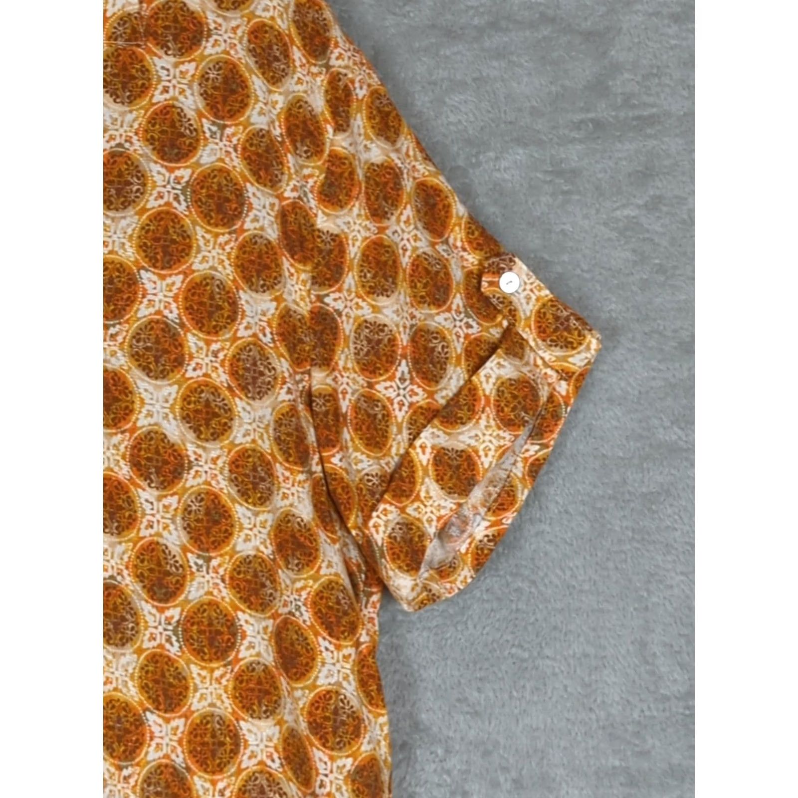 Vintage VINTAGE? Jane & Delancey Blouse Womens M Orange Button-Up Short Sleeve Top Boho Hippie Size M / US 6-8 / IT 42-44 - 4 Thumbnail