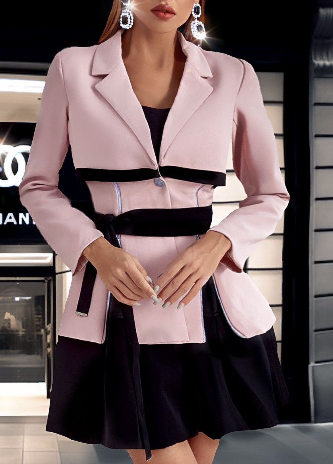 Designer × Other NWT, Lavishly Paris Pink Long Sleeve Skirt Suit Dress. Size M / US 6-8 / IT 42-44 - 1 Thumbnail