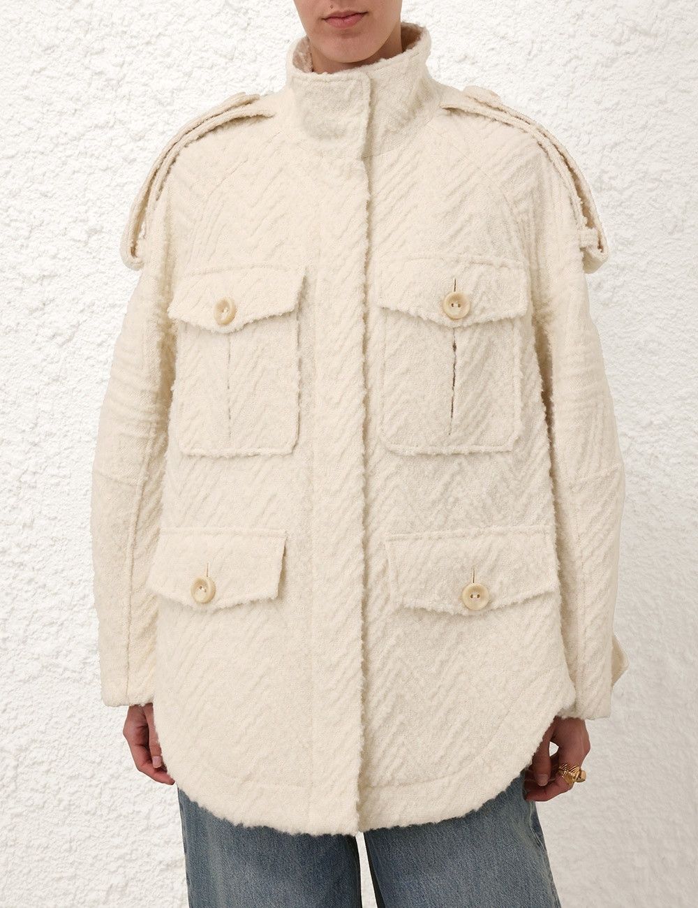 Zimmermann oc11z0825 Illustration Chevron Jacket in Cream Size M / US 6-8 / IT 42-44 - 2 Thumbnail