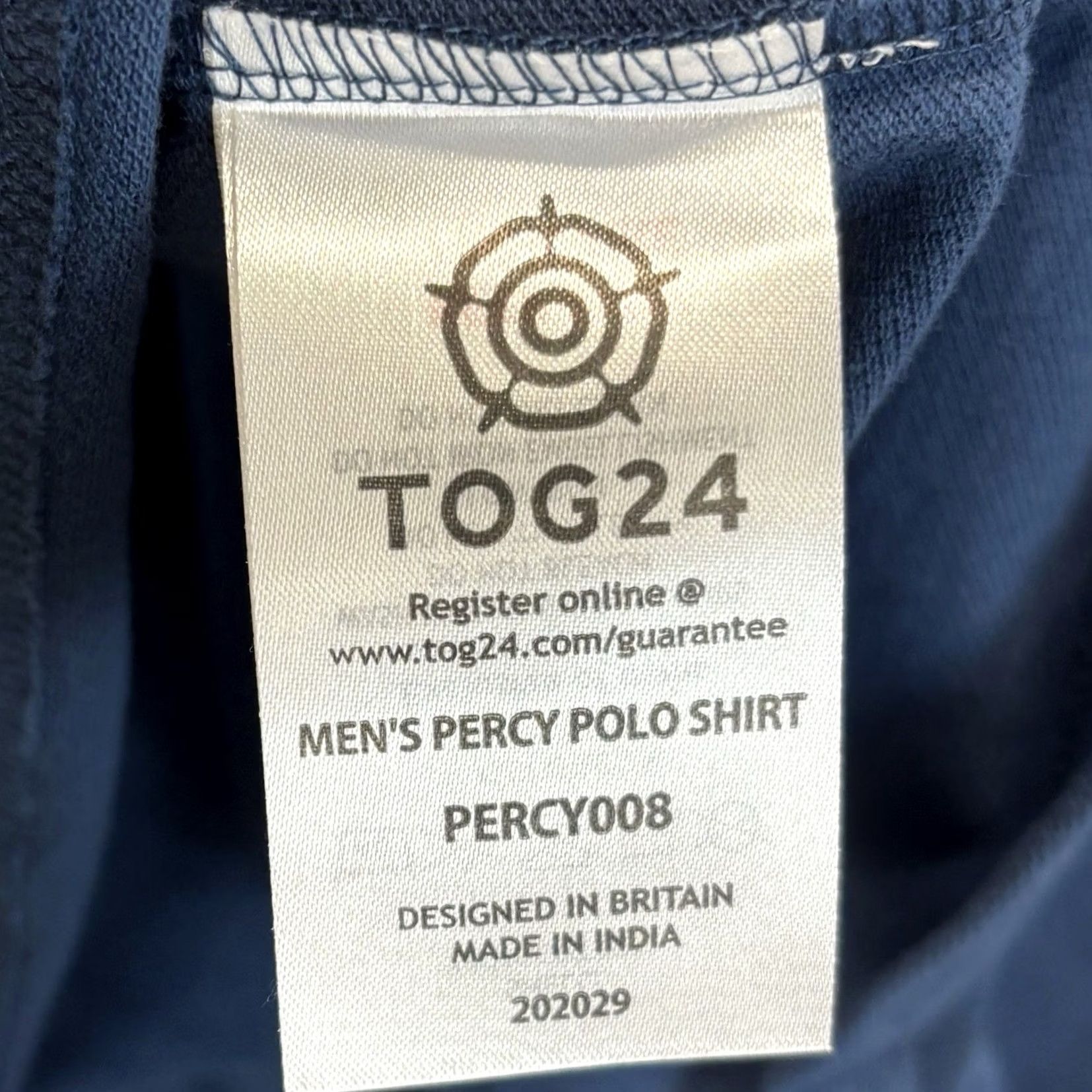 Vintage TOG24 Percy Polo Shirt Denim Blue Mens L Polo Short Sleeve Collared Pullover Casual Travel Cotton Denim Size US L / EU 52-54 / 3 - 7 Thumbnail