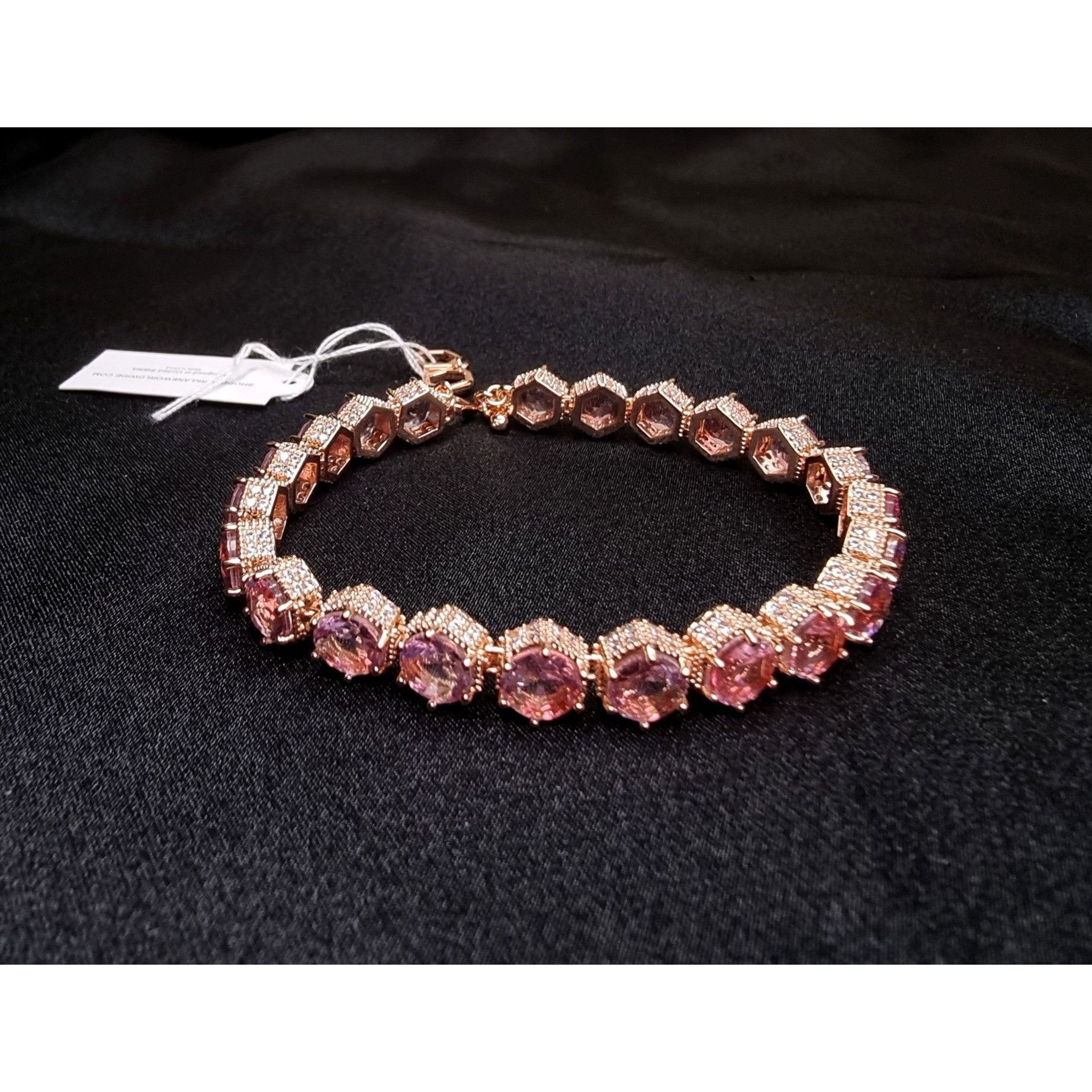 Vintage Park Lane Limited Edition Rose Gold Pink Crystal Tennis Brac Size ONE SIZE - 1 Thumbnail