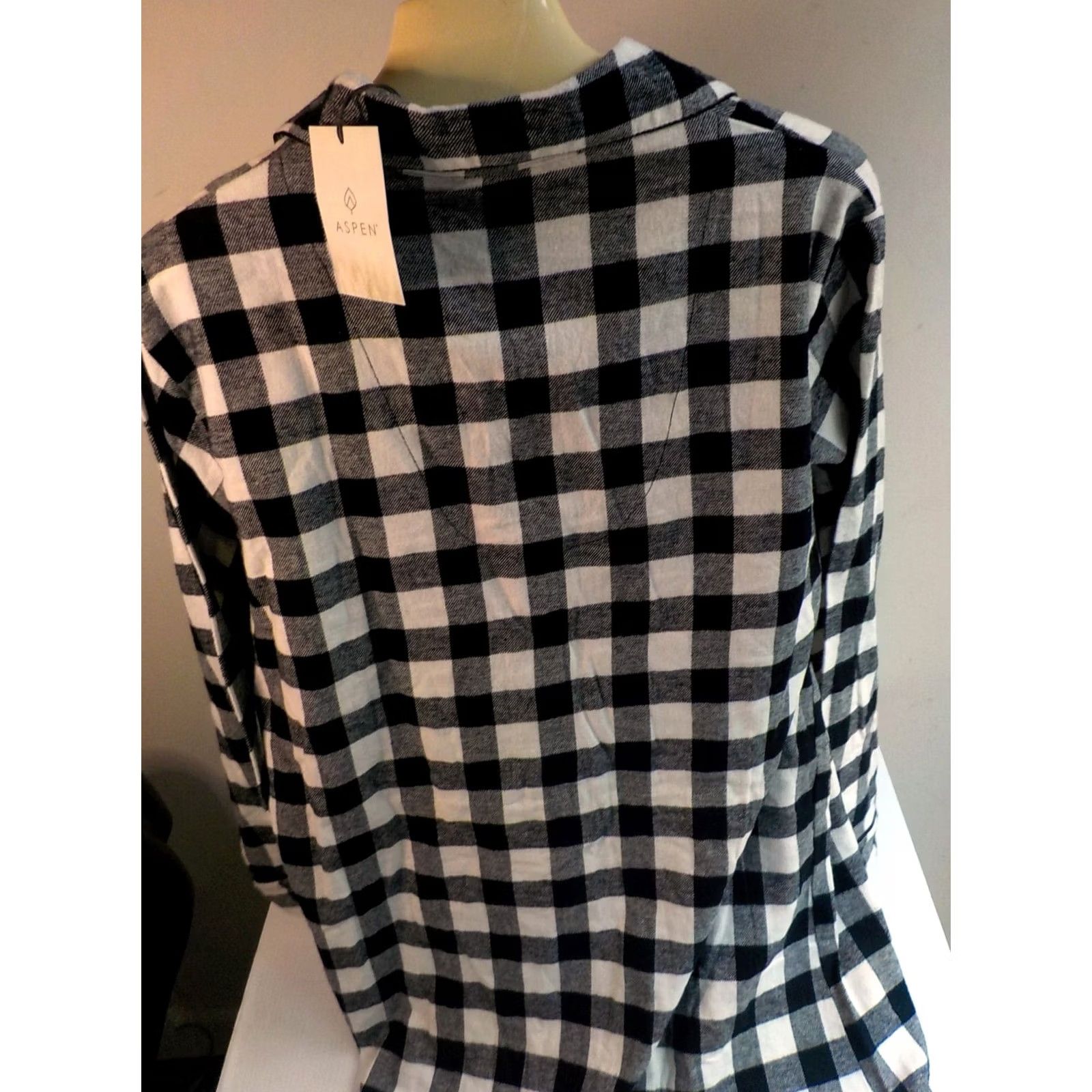 Vintage Aspen Buffalo Plaid Womens Night Shirt Black/Ivory 100% Cotton SZ L NWT Size L / US 10 / IT 46 - 4 Thumbnail