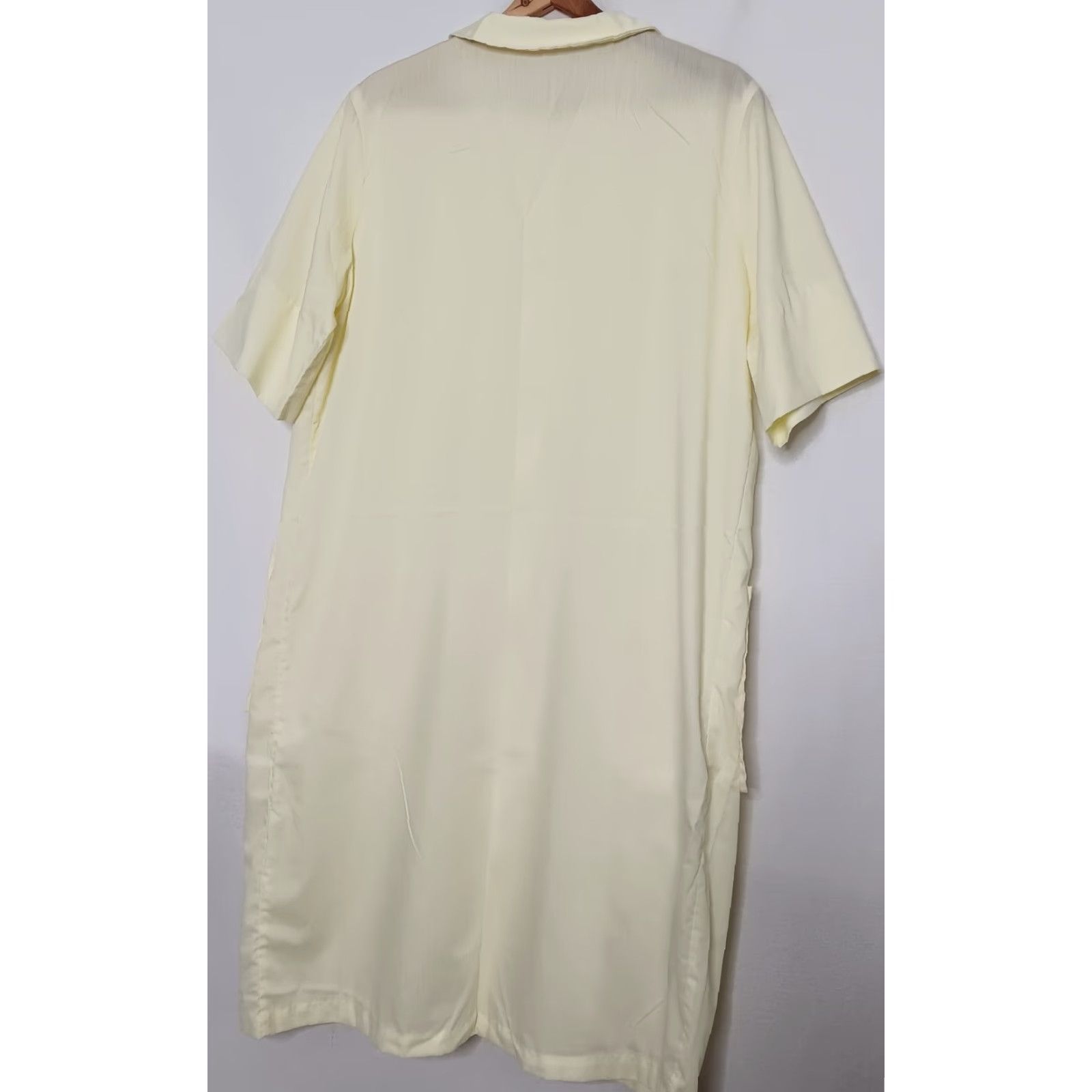 CO VINTAGE Carole Joanne Nightgown House Coat L/XL Yellow Cotton Grannycore Full Snap Short Sleeve 42" Shoulder to Hem Women Size ONE SIZE - 4 Thumbnail