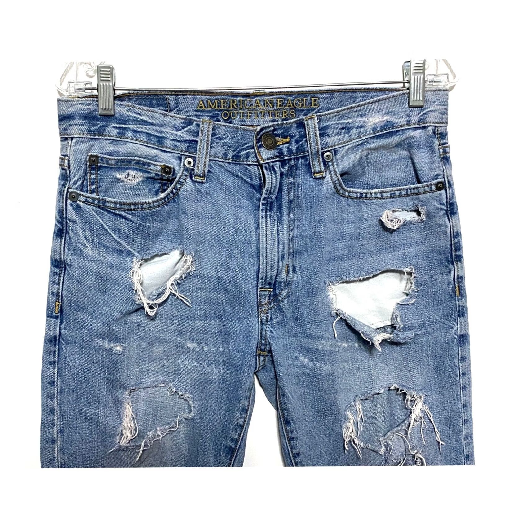American Eagle Outfitters American Eagle Slim Fit Jeans Mens 31x31 Distressed Grunge Denim 5-Pocket Rocker Punk Casual Slim Distressed Grunge Jeans Mens Regular 31-31 Blue Size US 29 - 4 Thumbnail