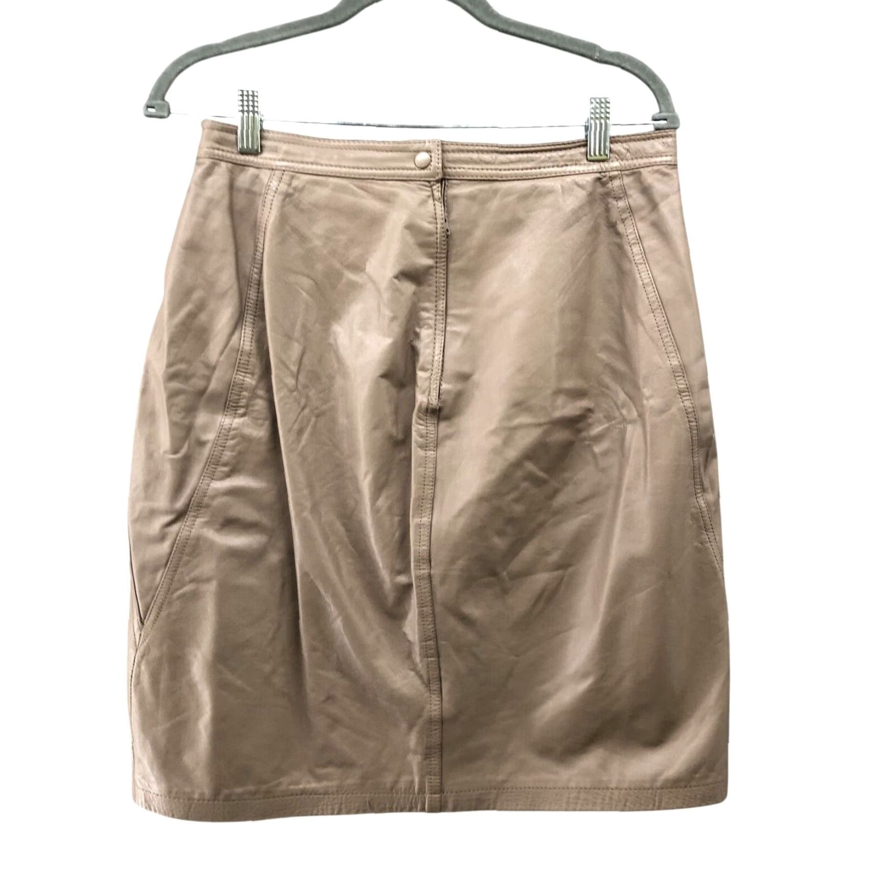 Vintage VINTAGE Tarazzia 100% Leather Pencil Skirt Womens 29 Beige Tan Knee Length High Rise Lined Size 29" - 2 Thumbnail