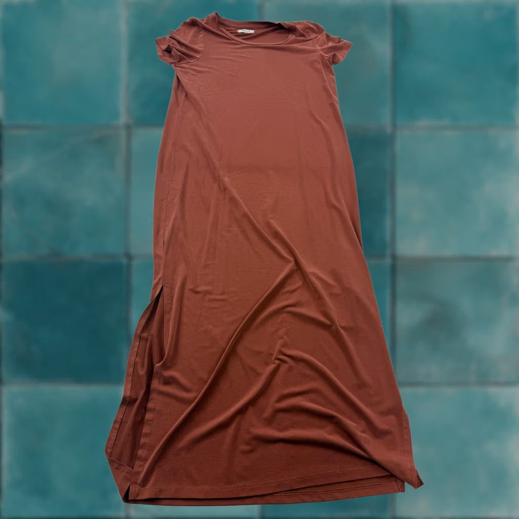 Madewell Madewell Dress Womens Small Brown T-Shirt Maxi Short Sleeve Side Slit Casual Size S / US 4 / IT 40 - 1 Thumbnail