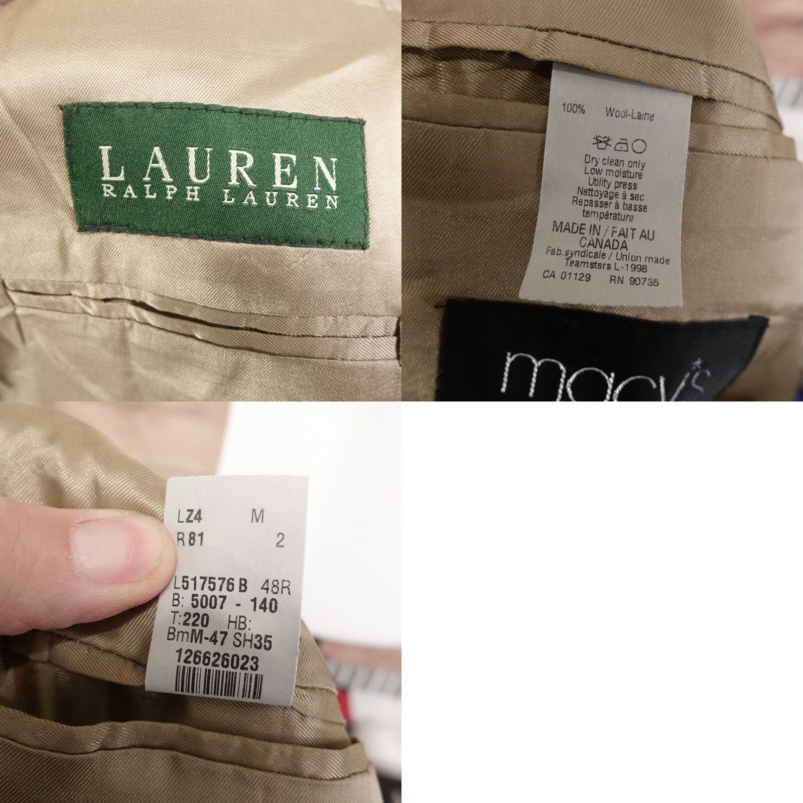 Ralph Lauren LAUREN RALPH LAUREN Wool Sport Coat Blazer Suit Jacket Mens 48R Brown Size 48R - 8 Thumbnail