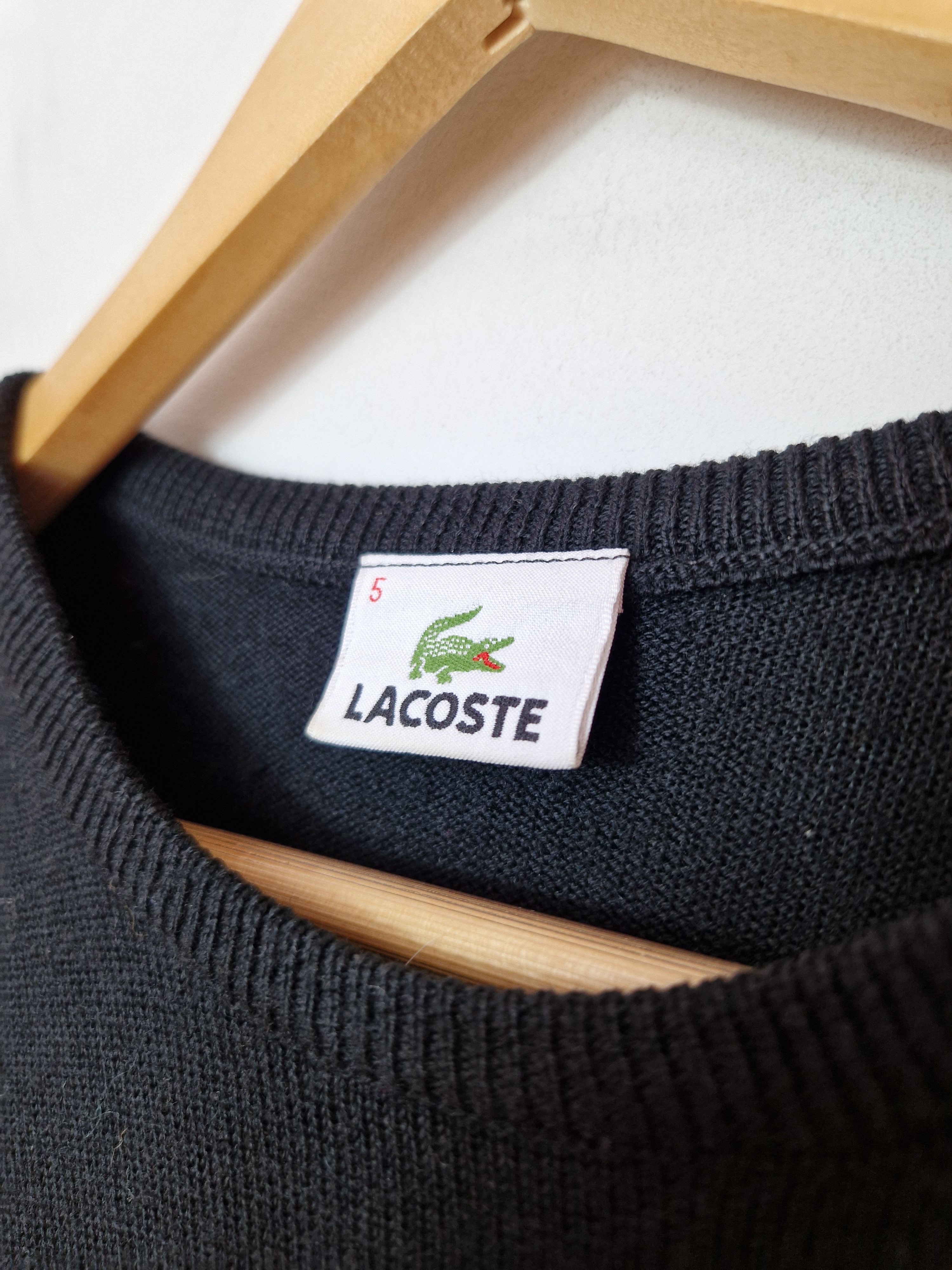 Lacoste × Vintage Lacoste black wool sweater Size US XL / EU 56 / 4 - 4 Thumbnail