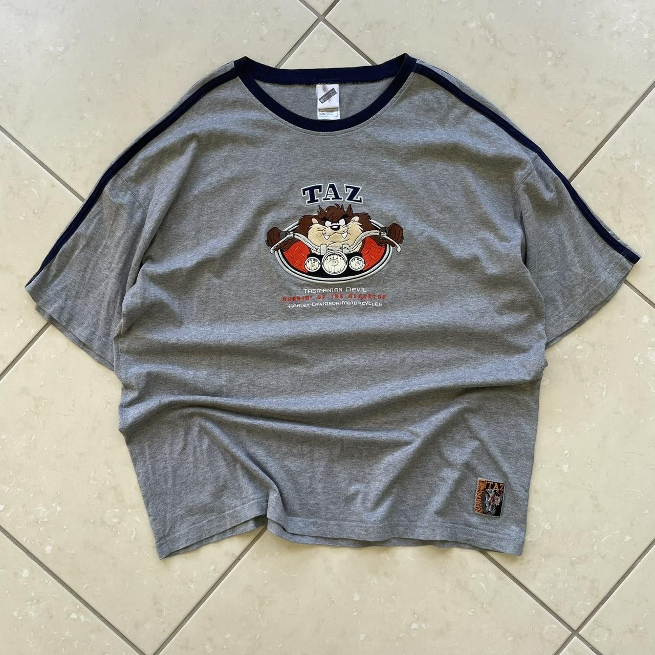 Warner Bros Vintage Y2K Looney Tunes Taz Harley Davidson Embroidered Tee Size US XXL / EU 58 / 5 - 1 Thumbnail