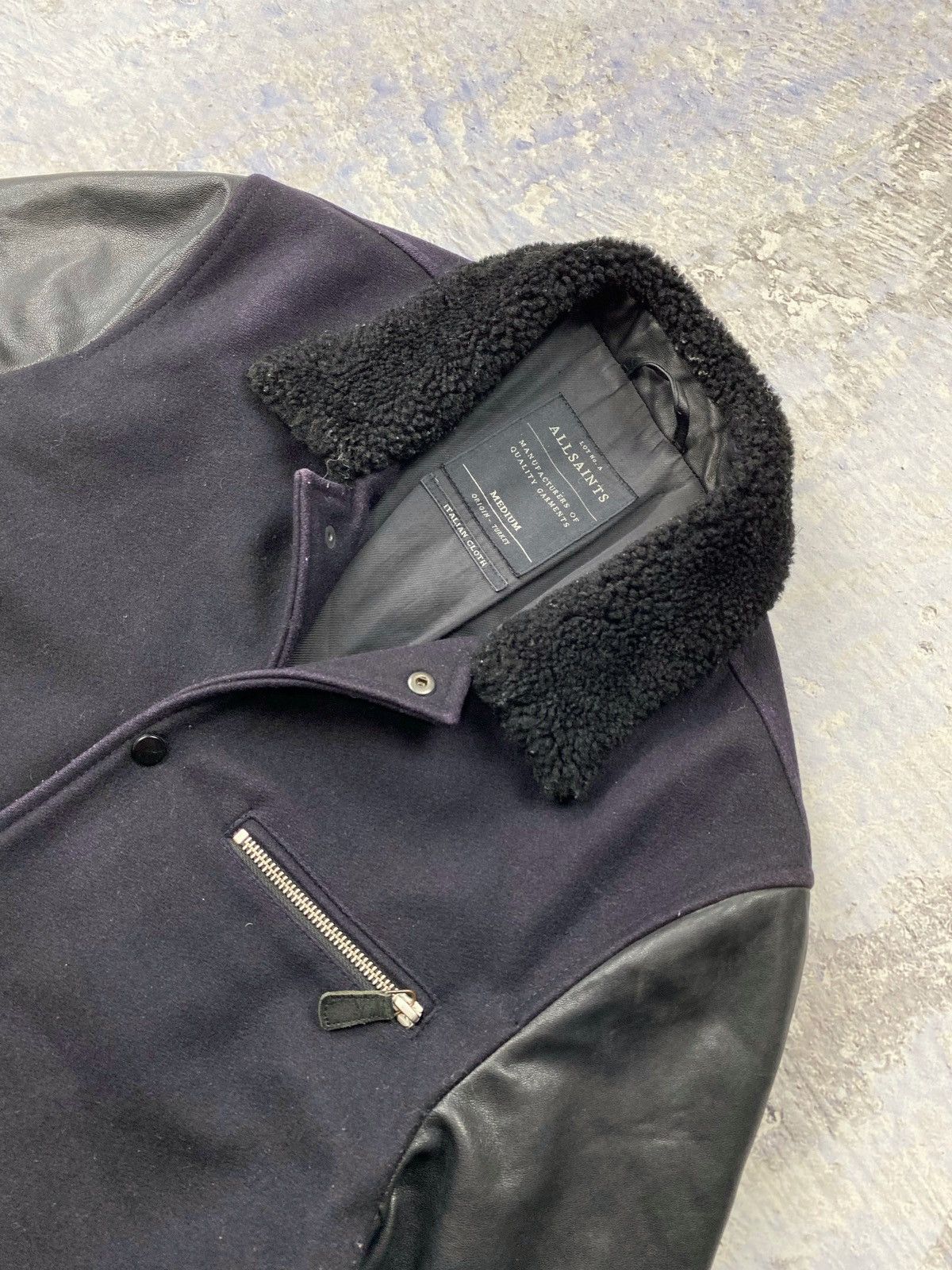 Allsaints Allsaints leather wool jacket bomber mens rare purple black Size US M / EU 48-50 / 2 - 7 Thumbnail