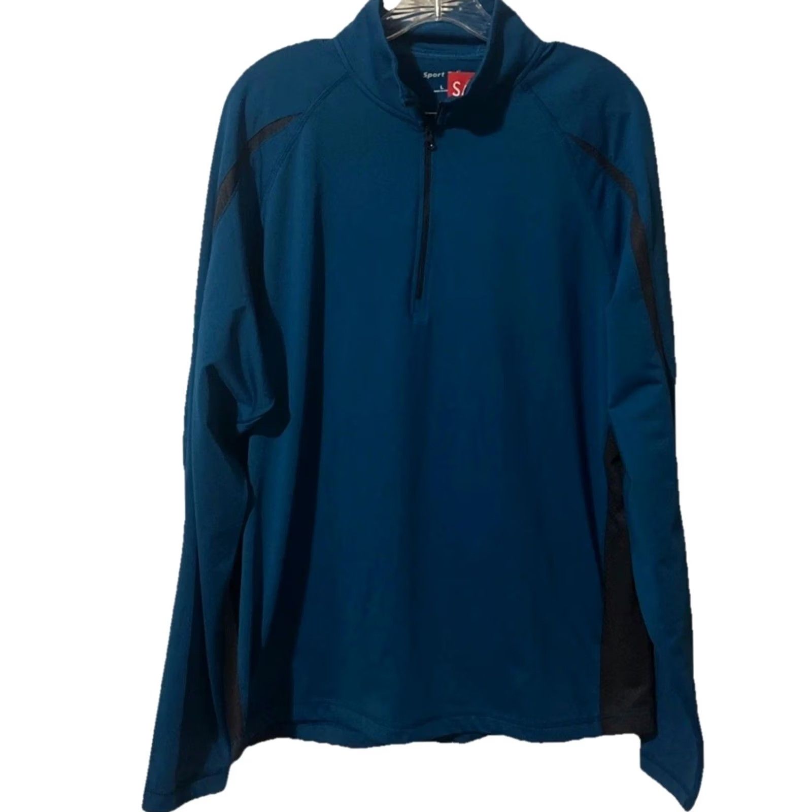 Vintage Sport-Tek 1/4 Zip Pullover Shirt L Turquoise Blue Black Long Sleeve Athletic Cross Training Running Jogging Track & Field Size L / US 10 / IT 46 - 2 Thumbnail