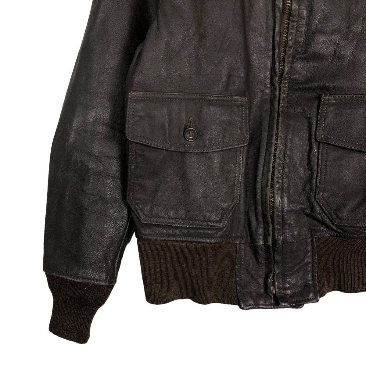 Vintage 🔥VINTAGE LEATHER USN US JACKET FLY MAN BRILL BROS INC USA Size US M / EU 48-50 / 2 - 6 Thumbnail