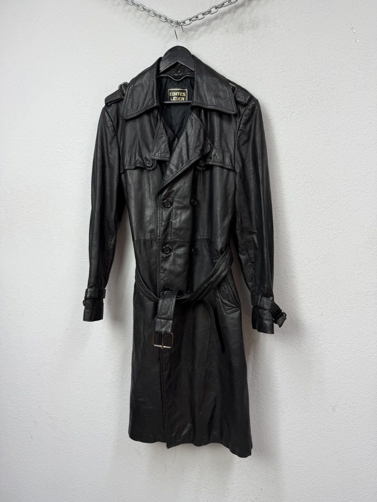 If Six Was Nine Vintage Rick Owens Style Double Breasted Leather Coat Jacket Size US M / EU 48-50 / 2 - 14 Thumbnail