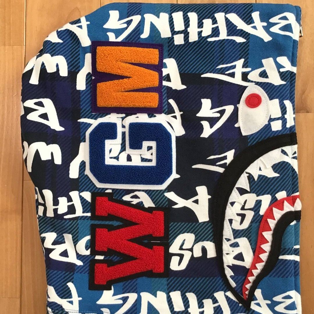 Bape BAPE GRAFFITI CHECK Shark Full Zip Hoodie a bathing ape Size US L / EU 52-54 / 3 - 5 Thumbnail