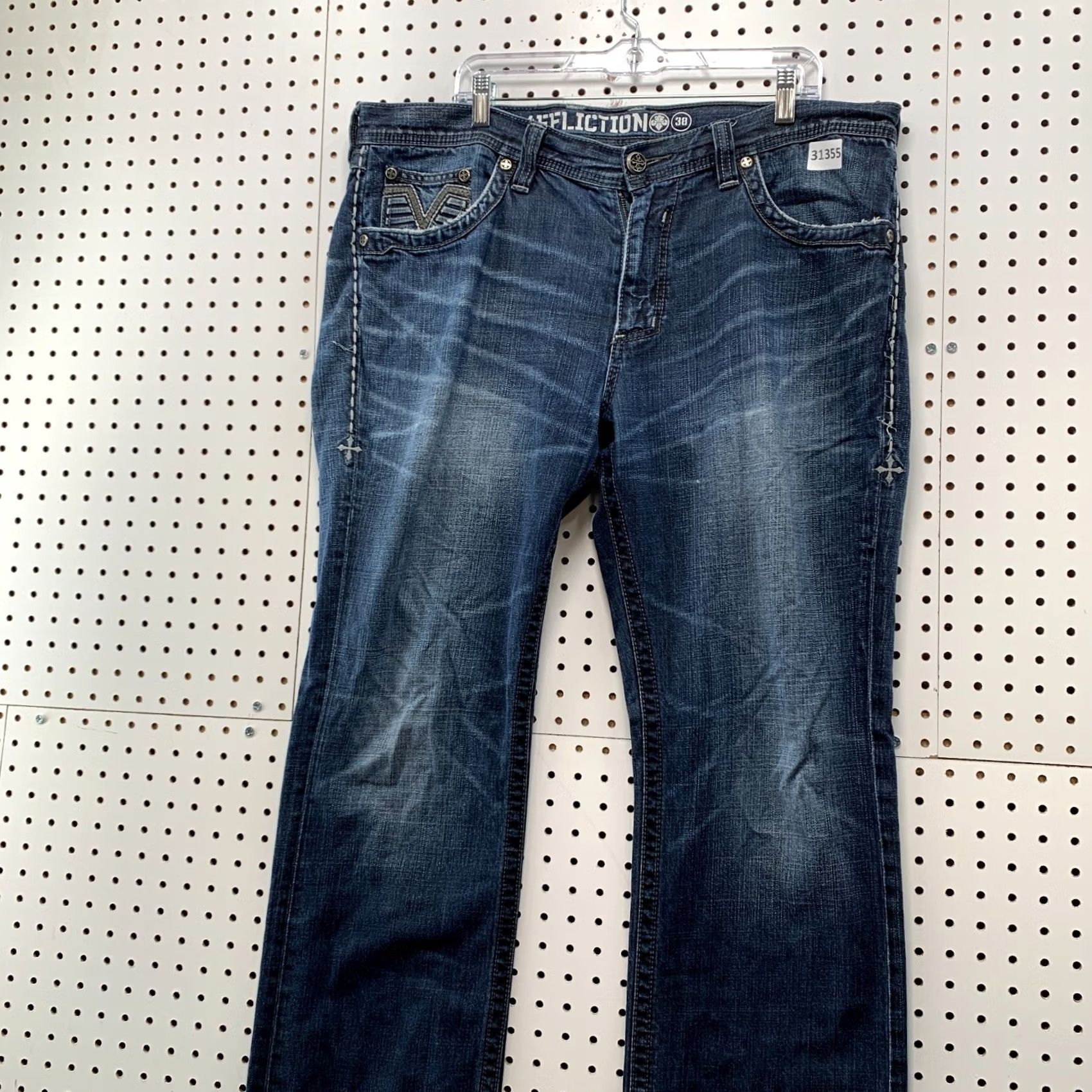 Affliction VINTAGE Affliction Jeans Mens 38 Blue Denim Distressed Baggy Straight 41x32.5 Relaxed 90s 2000s Mens Size US 38 / EU 54 - 4 Thumbnail
