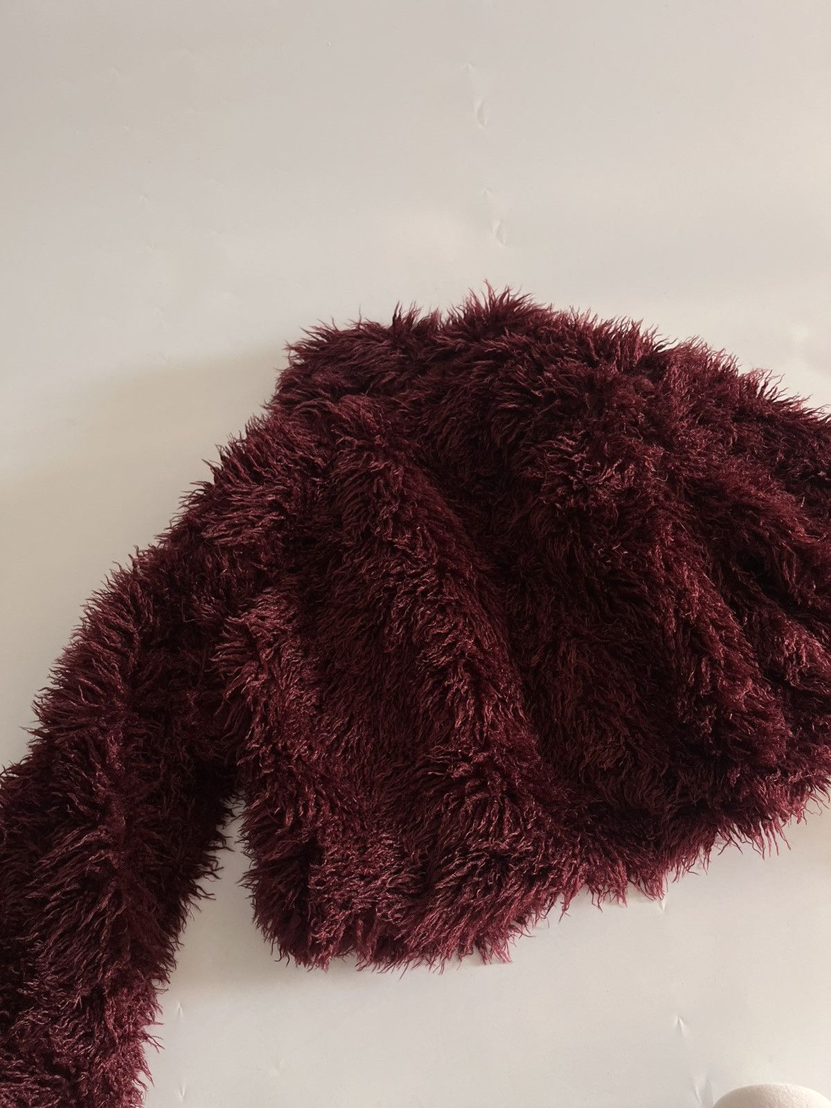 Other Short Fluffy Coat Long Sleeve Warm Coat Burgundy Size M / US 6-8 / IT 42-44 - 4 Thumbnail