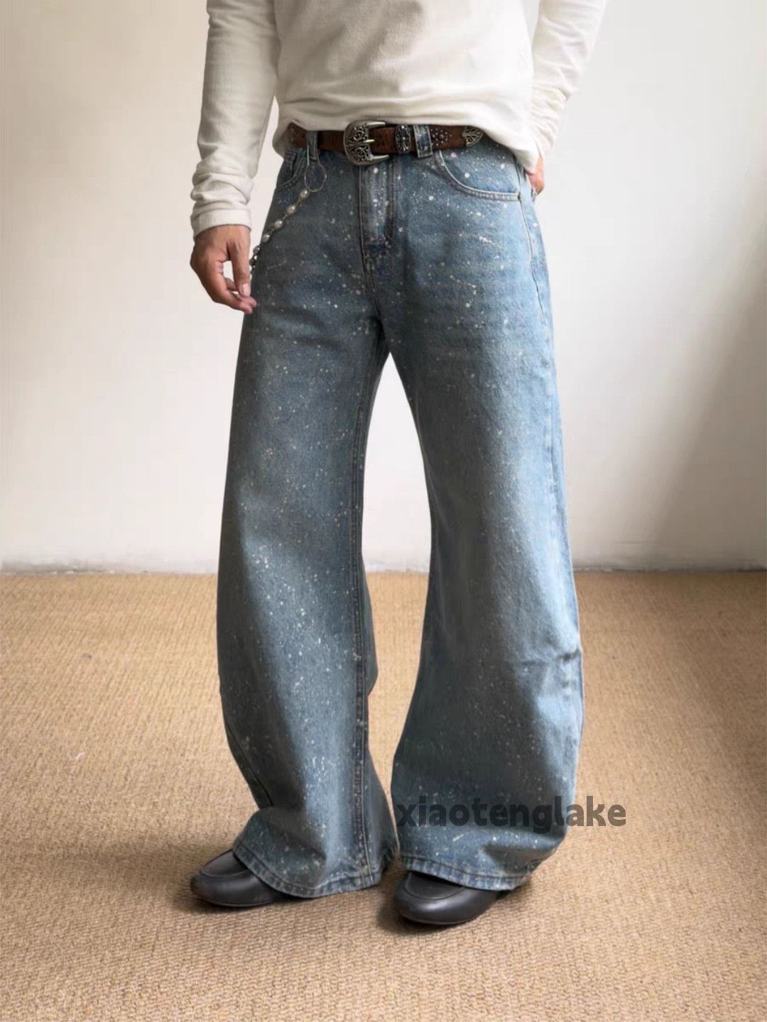 zx vintage distressed punk grunge flared paint jeans