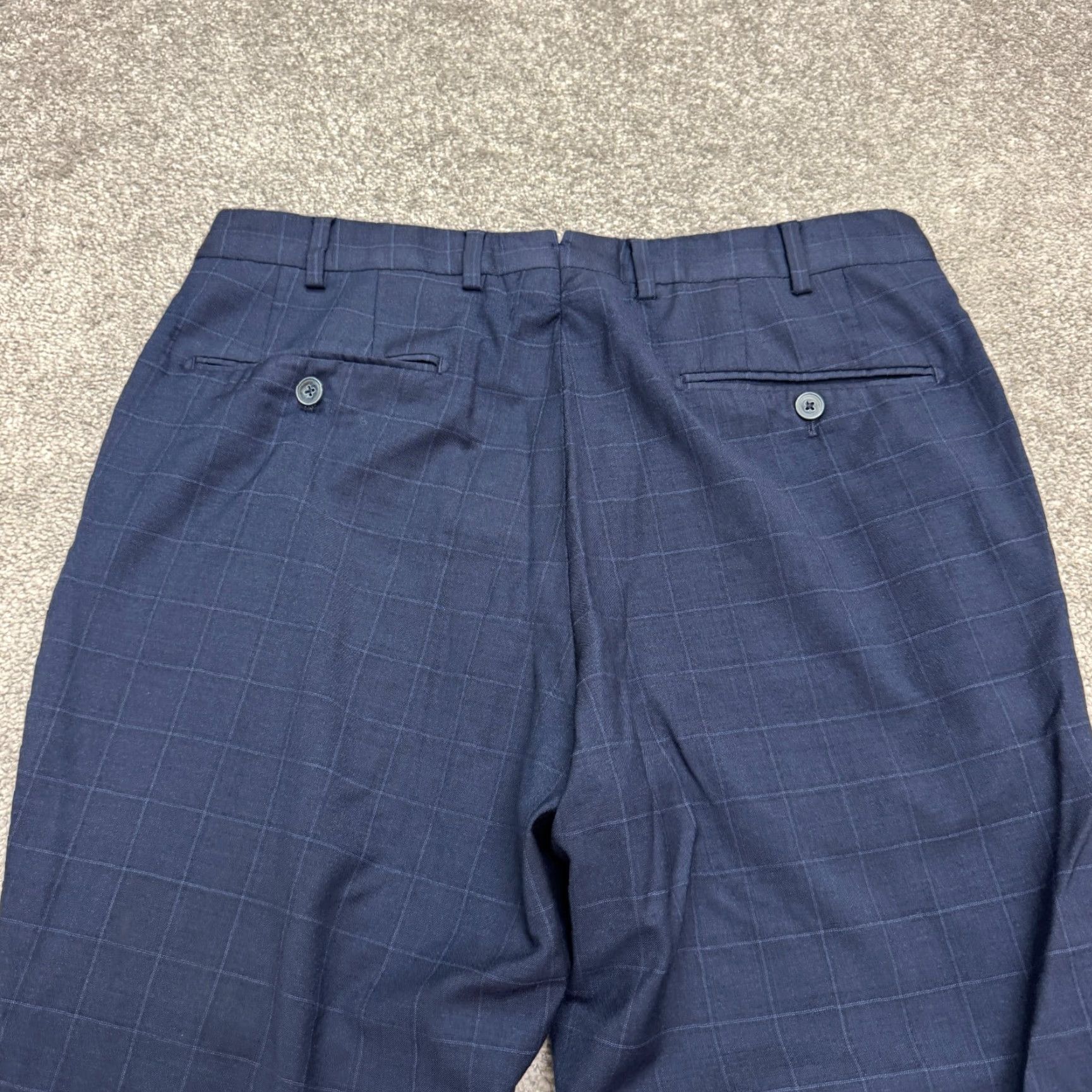 Vintage J. Hillburn Piana Super 170s Wool Silk 600 Dress Pants Men 34x28 Blue Windowpane Size US 34 / EU 50 - 6 Thumbnail