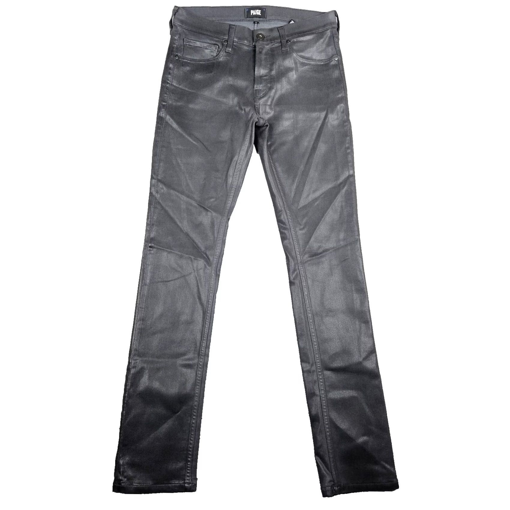 Paige PAIGE Jeans Dark Granite Coated Women's Skinny Size 28 Blacked Black Denim Mid Belted Comfort Regular 28 Jeans Womens Skinny Double-Checked Size 28" / US 6 / IT 42 - 2 Thumbnail