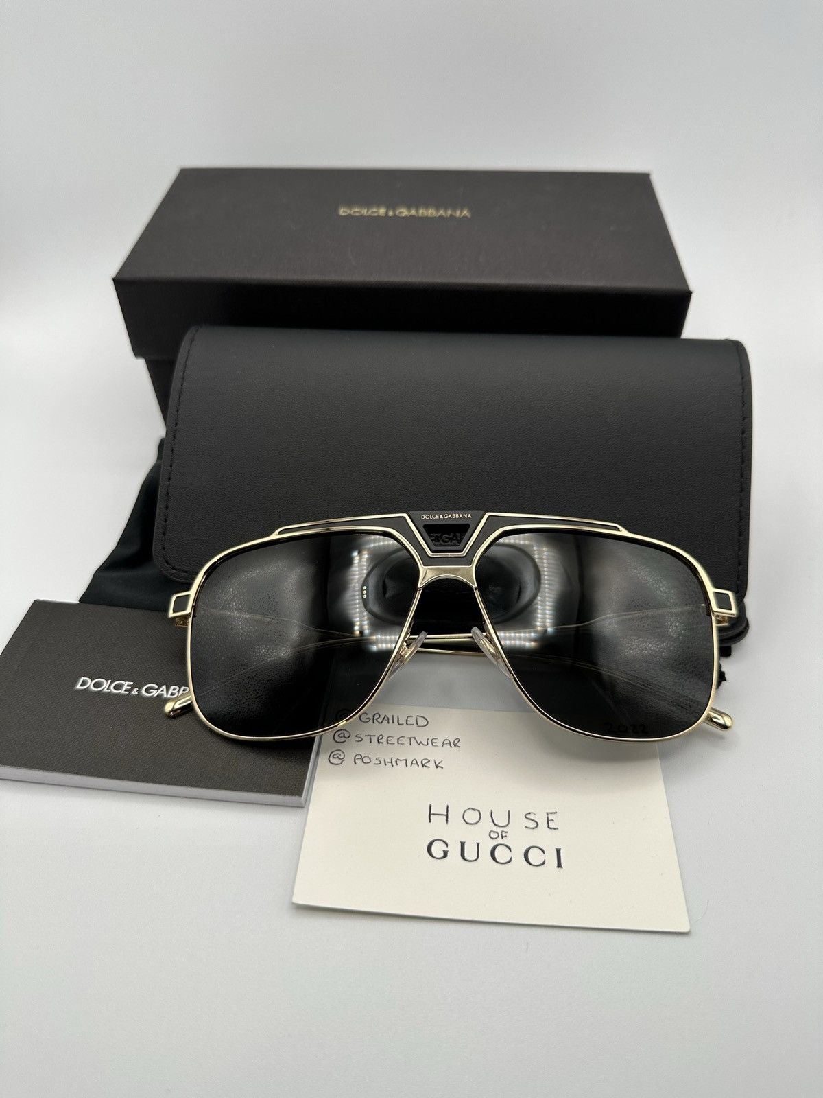 Dolce & Gabbana Dolce & Gabbana Gold Aviator Sunglasses Size ONE SIZE - 10 Thumbnail