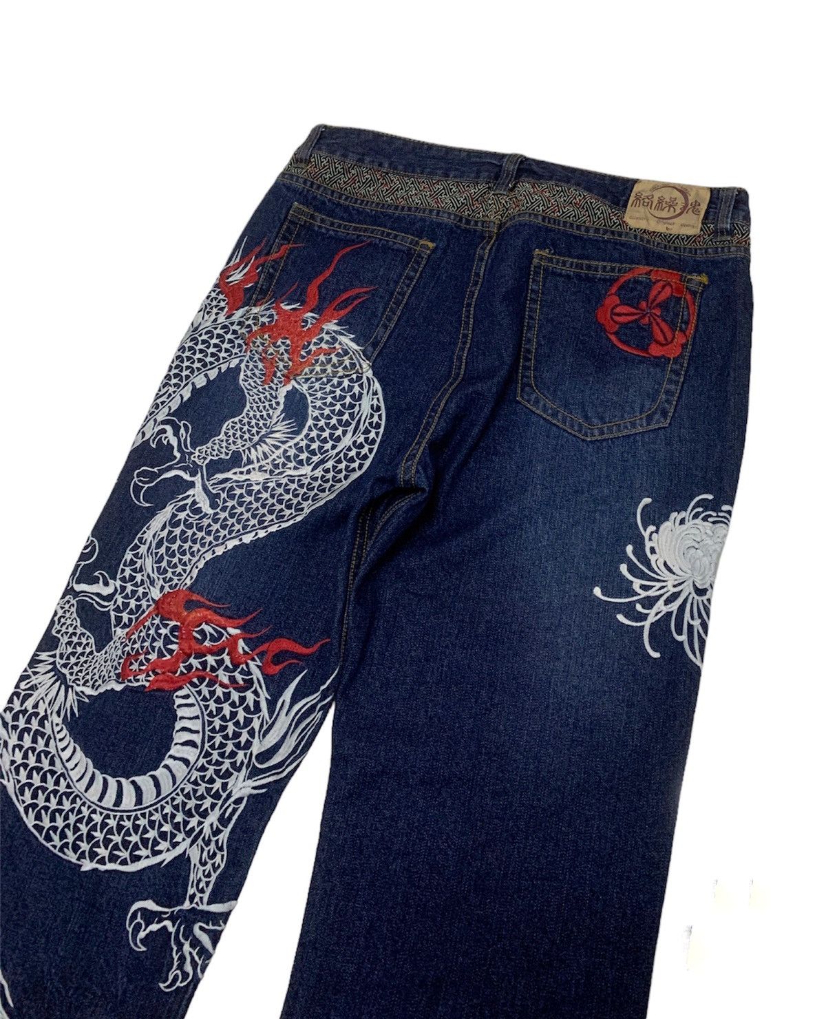 Japanese Brand KARAKURI TAMASHI JAPAN DRAGON EMBROIDERY LOGO DENIM PANTS Size US 40 / EU 56 - 5 Thumbnail