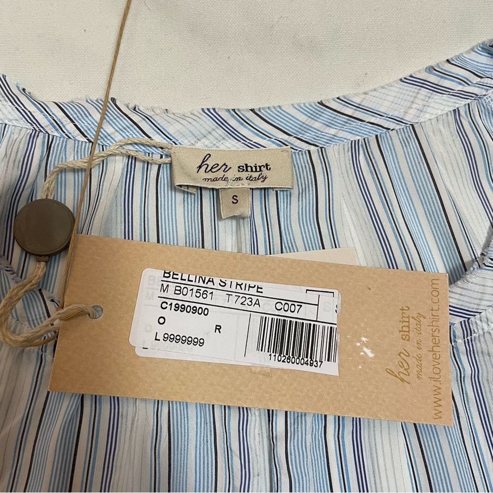 Other NWT New $412 HER SHIRT Blue Stripes Silk Viscose Blouse Siz Size S / US 4 / IT 40 - 7 Thumbnail