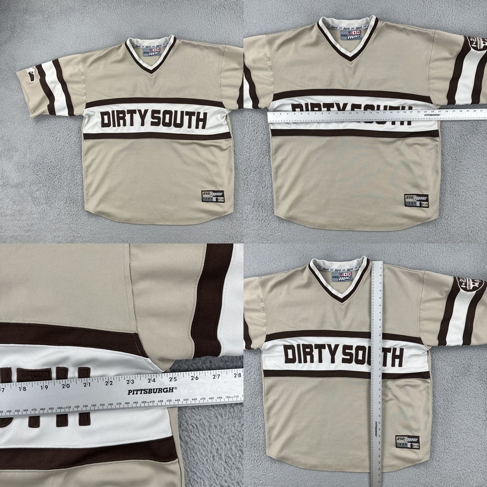 Vintage VINTAGE 212 NYC 90s Y2K Baseball Jersey Two Tone Brown Unisex Adults XL Dirty South Short Sleeve Pullover Jersey Mens Womens Size US XL / EU 56 / 4 - 9 Thumbnail