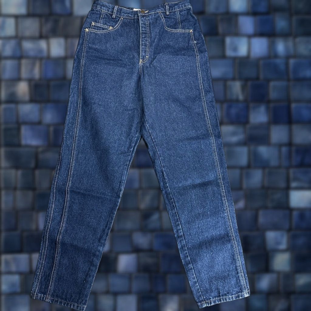 Calvin Klein Calvin Klein Jeans Womens 14 High Rise Mom Jean Tapered Leg Blue Cotton Blend 5-Pocket Denim Buttons Zipper Pockets Size 36" / US 14 / IT 50 - 1 Thumbnail