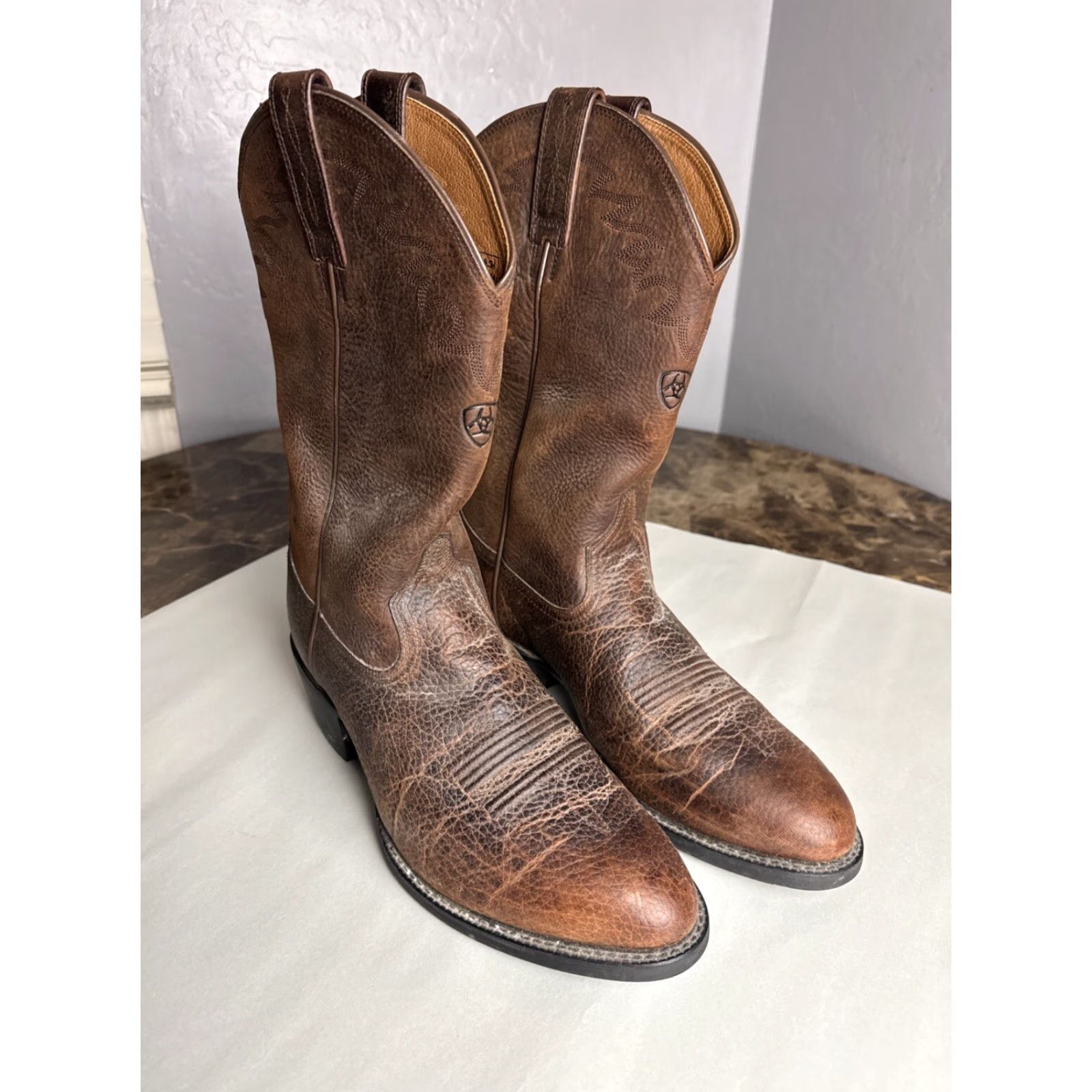 Ariat Ariat 34624 Brown Leather Cowboy Western Boots Mens Sz 10.5 EUC Leather Upper Outsole Western Style Cowboy Theme 1990s? Size US 11 / EU 44 - 3 Thumbnail