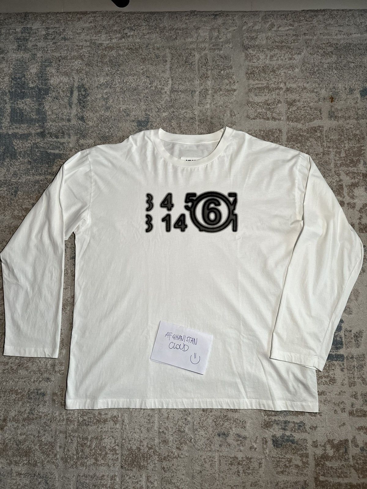 image of Mm6 Maison Margiela Long Sleeve Zoom Logo Ss23 in White, Men's (Size XL)